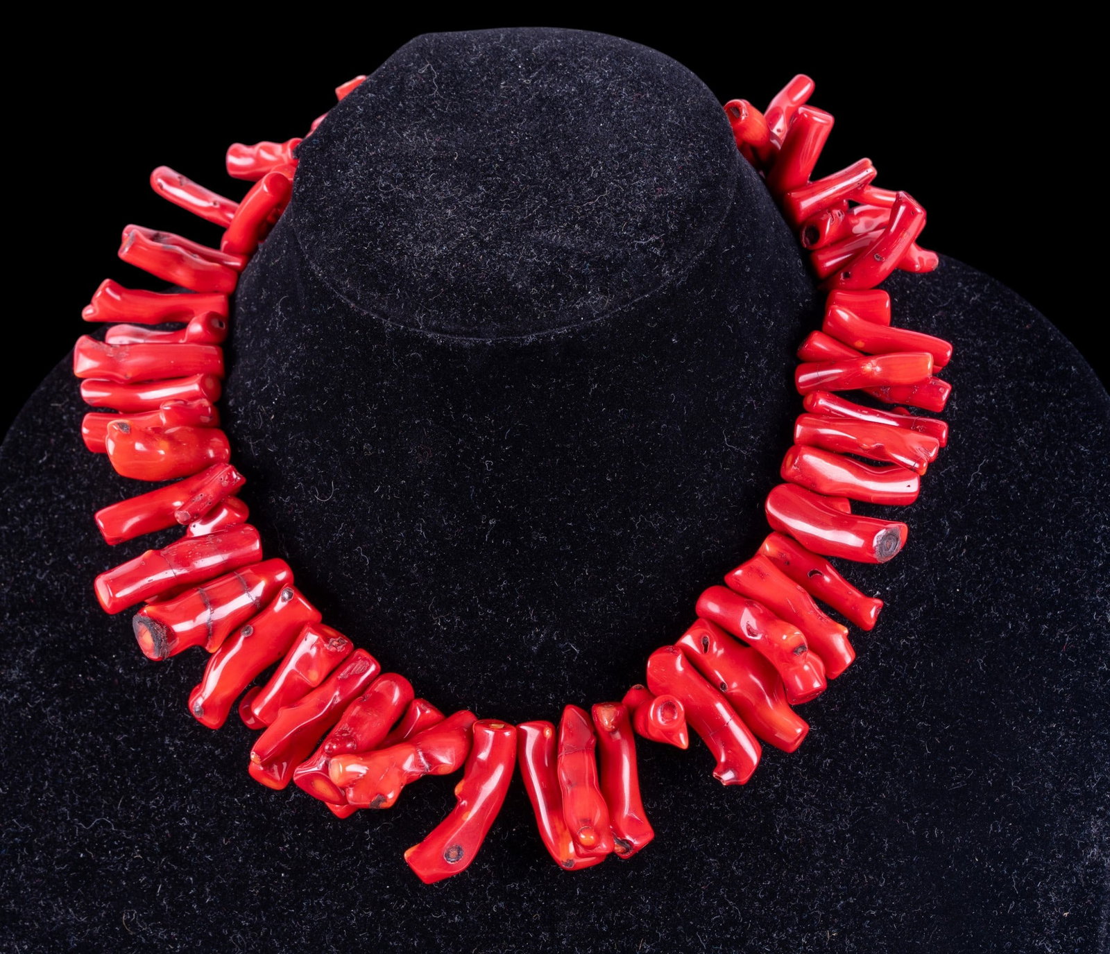 Coral Branch Necklace: Red Coral Branch collar style necklace with square sterling silver toggle clasp.