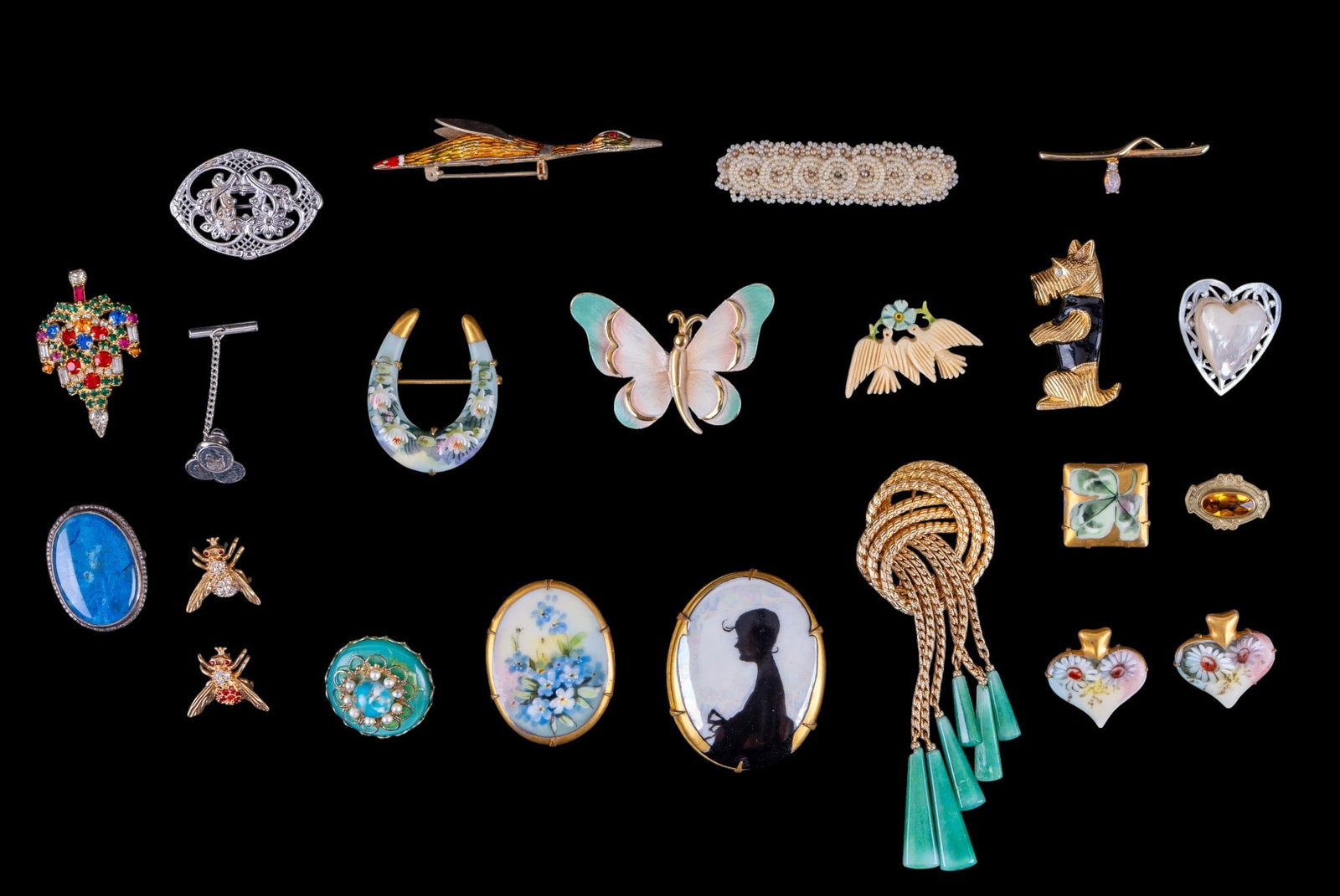 Sterling, Porcelain, and Designer Brooches (1 of 15)