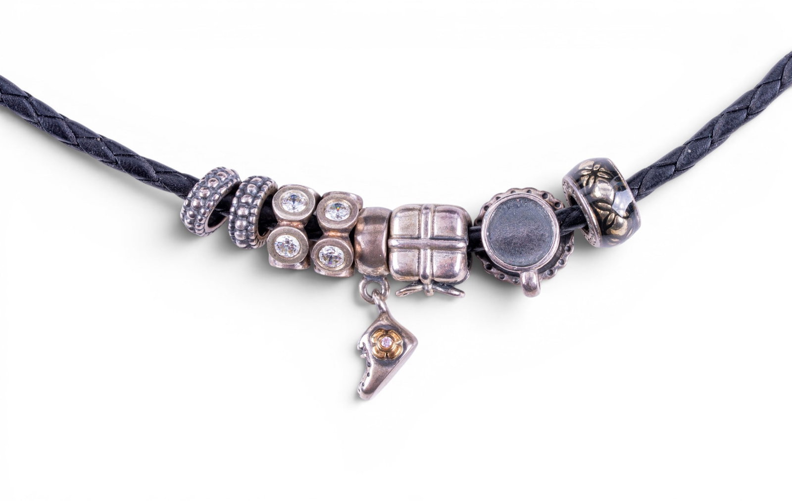 Pandora Braided Leather Charm Necklace (1 of 5)