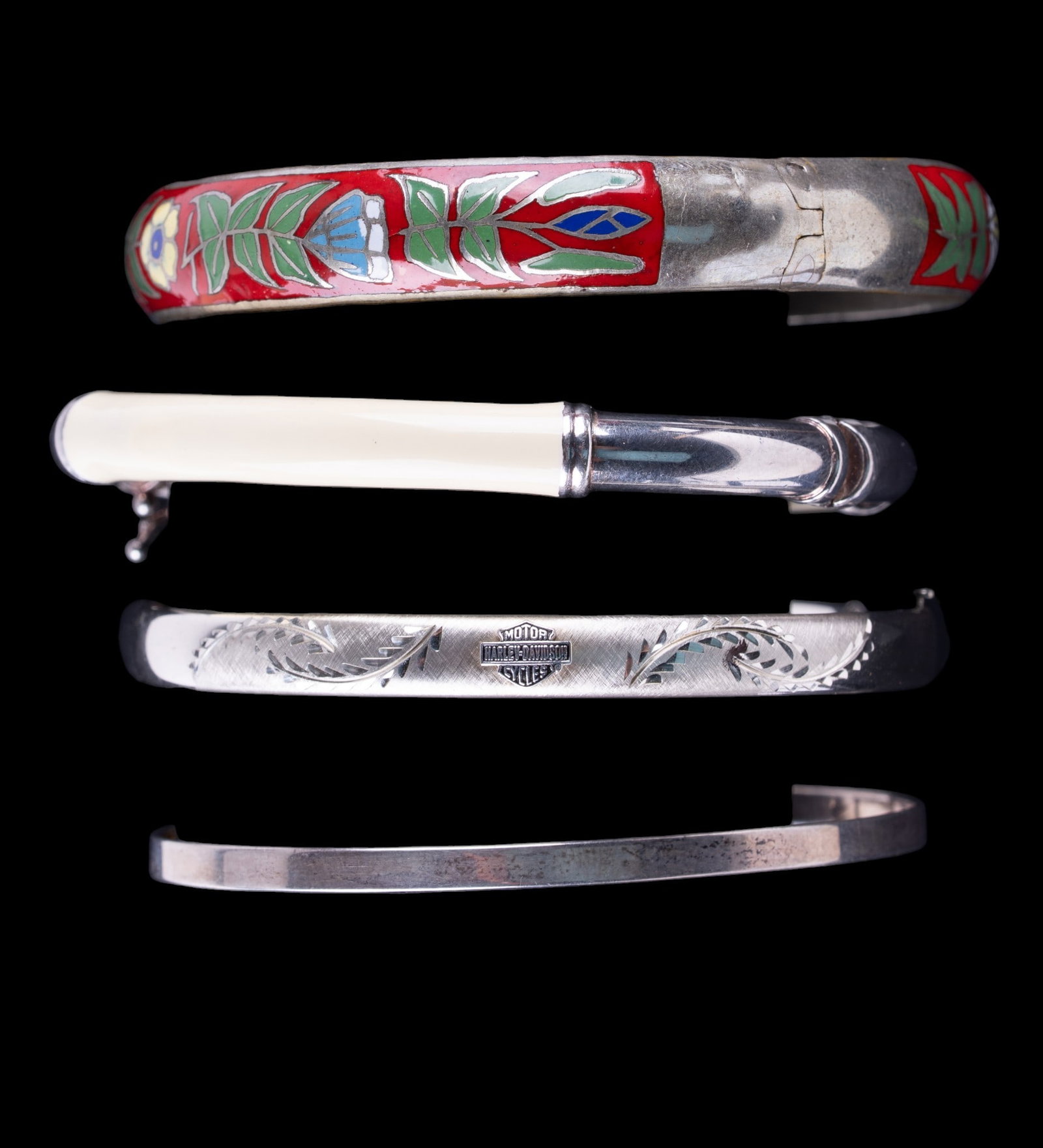 Sterling Silver Hinged Bangle Bracelets - 2