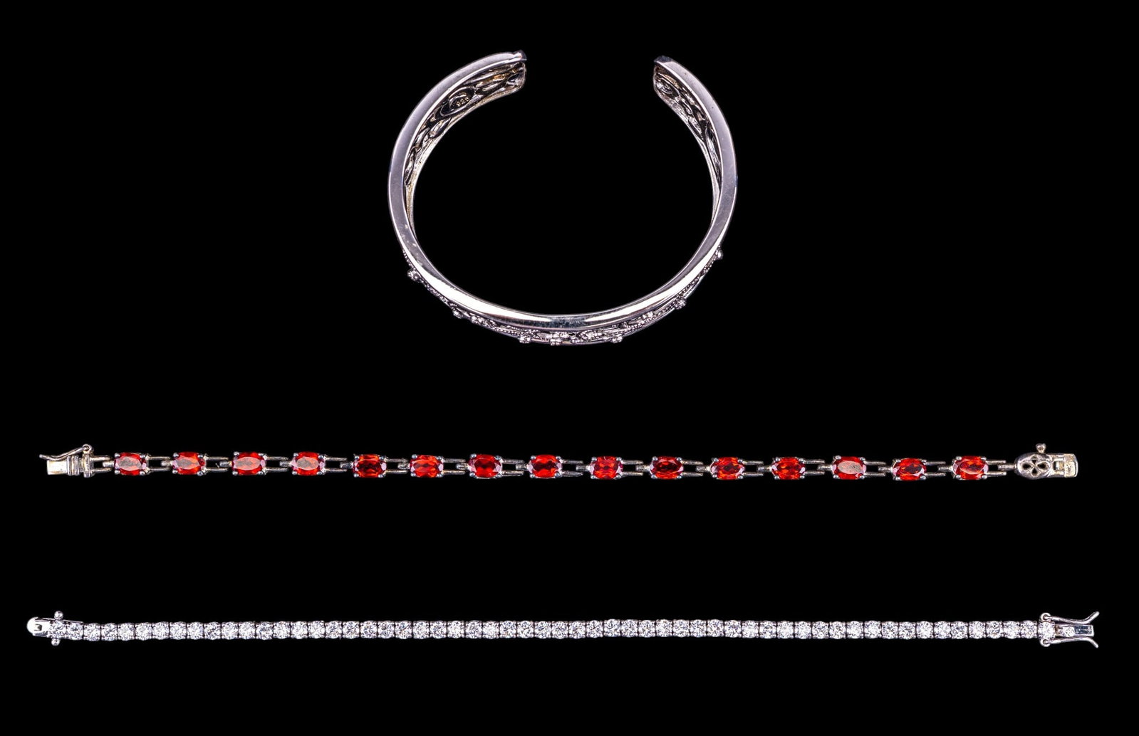 Sterling & Facet Cut Stone Bracelets (1 of 8)