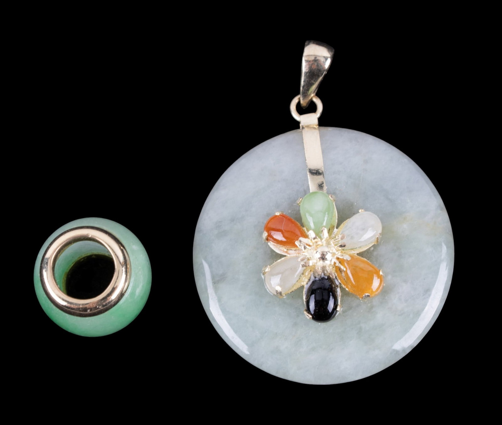 Green Hardstone and 14K Gold Pendant & Charm (1 of 5)