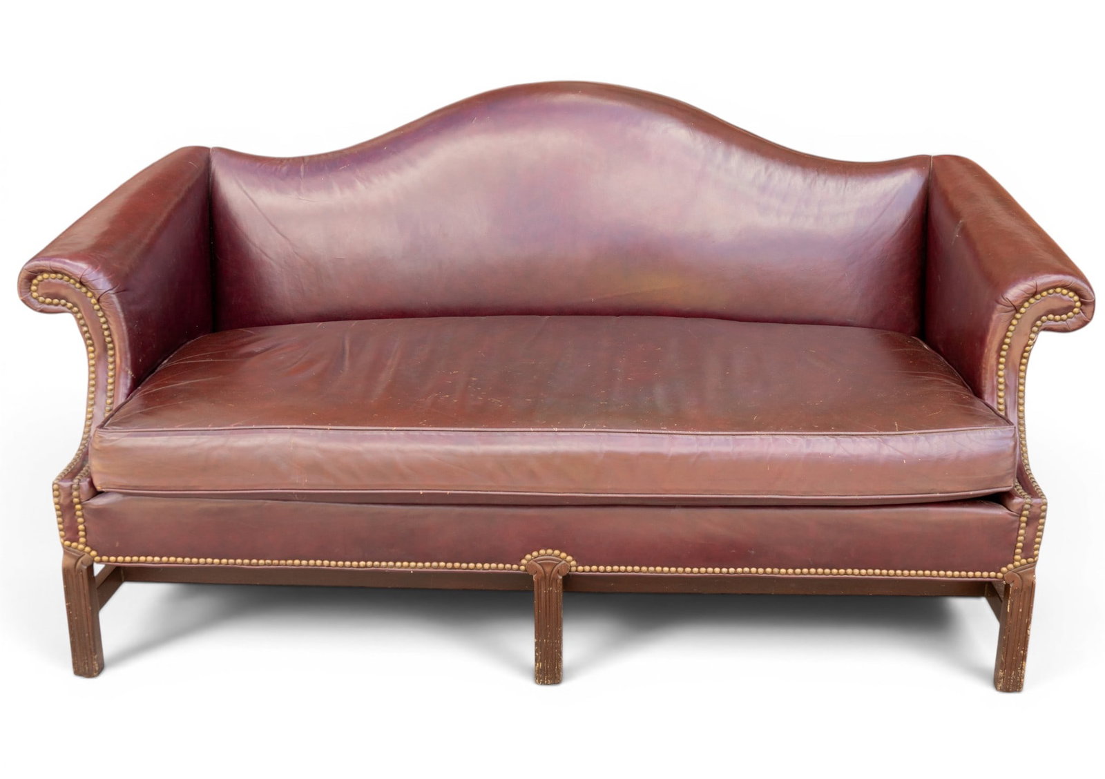 North Hickory Leather Sofa with Rolled Arms (1 of 6)