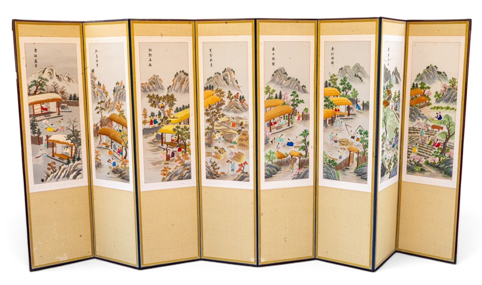 Japanese Silk Embroidered Eight Panel Screen (1 of 8)
