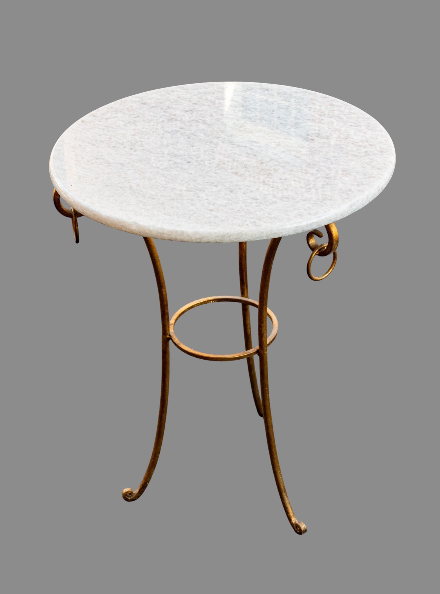 Gilded Iron & Stone Round Occasional Table (1 of 6)