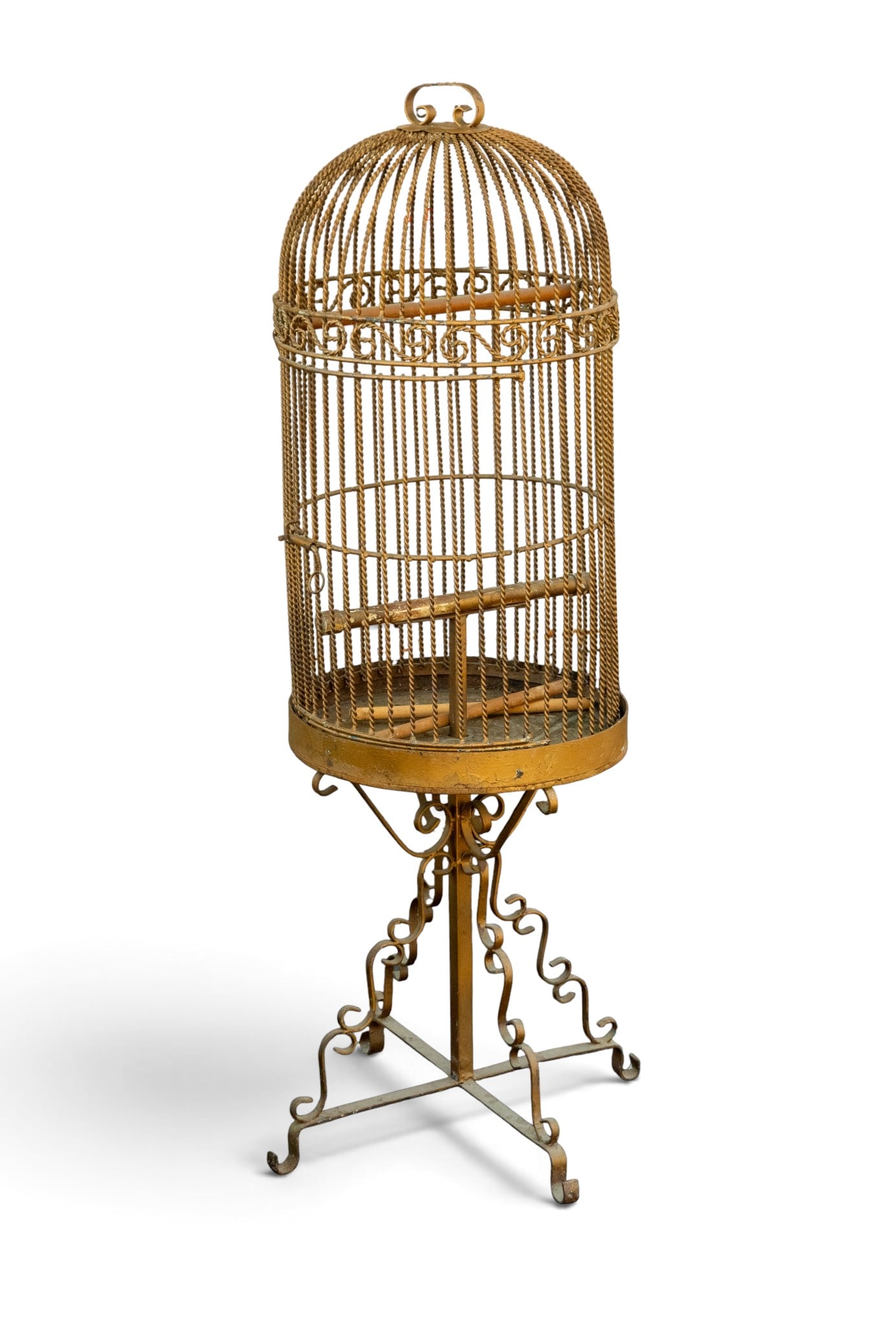 Gilded Iron Victorian 2pc Bird Cage (1 of 13)