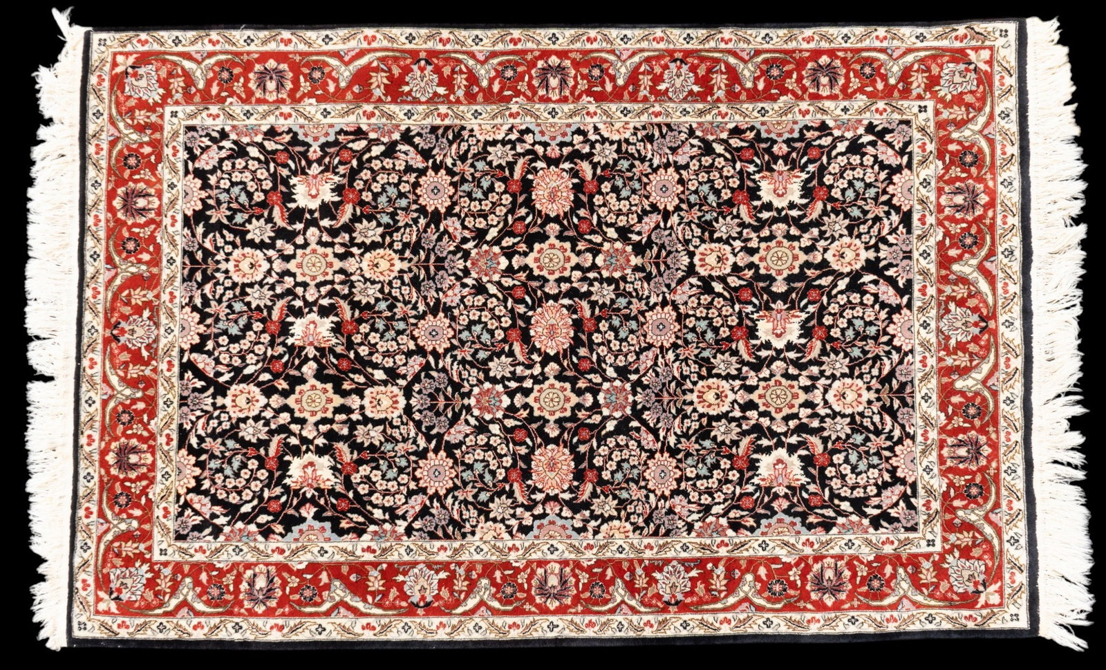 Persian Floral Wool Area Rug: Persian wool area rug with floral and foliate design. Measures approx. 4'3" x 6'2".