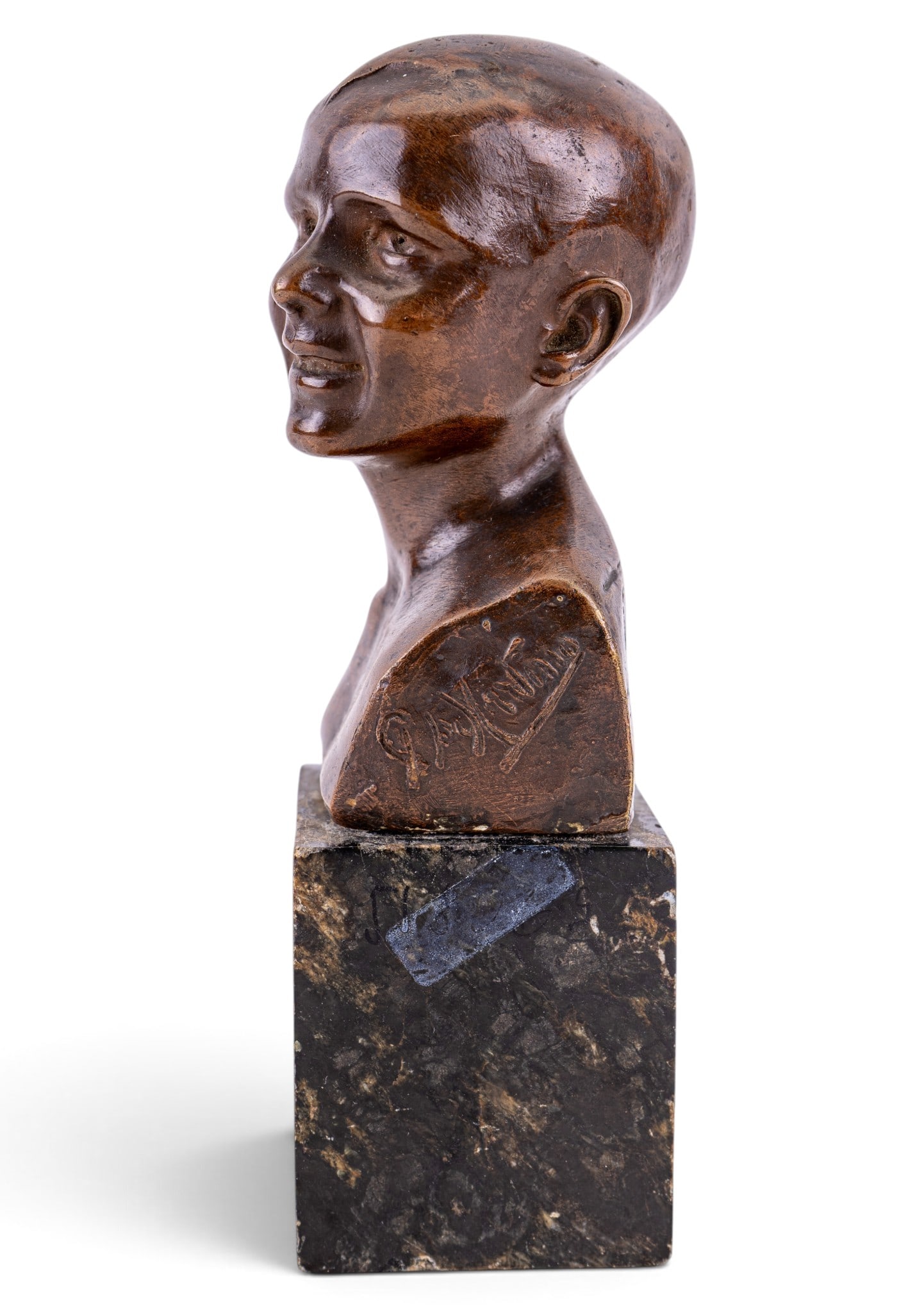 Signed Bronze Bust on Marble Base - 3