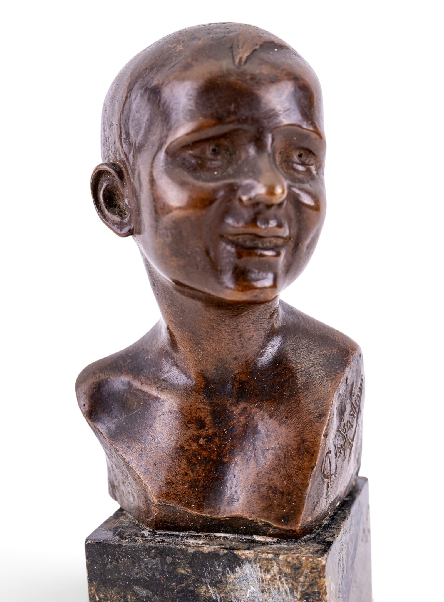 Signed Bronze Bust on Marble Base - 6