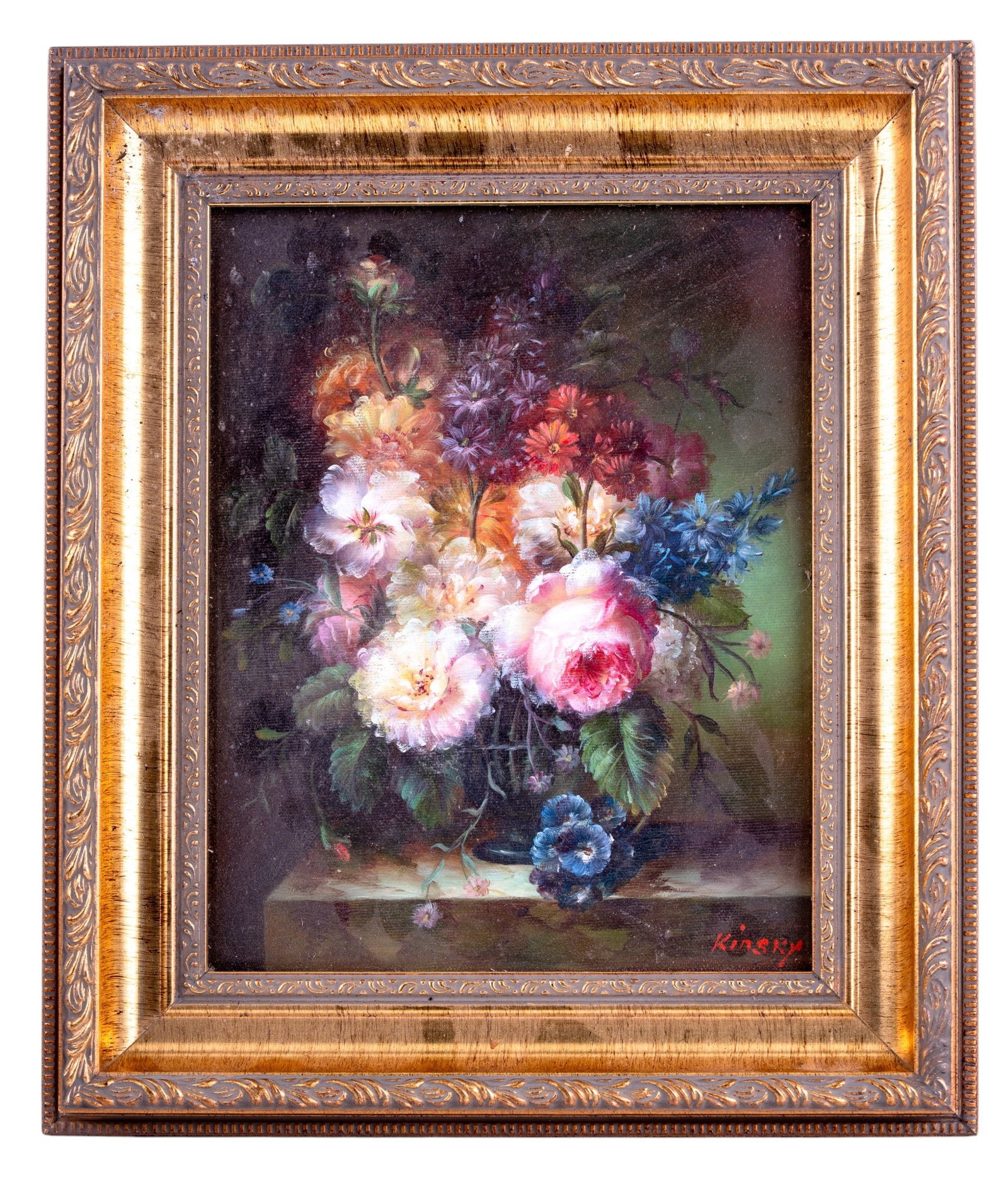 Kinsky Oil on Canvas Painting Still Life Flowers (1 of 4)