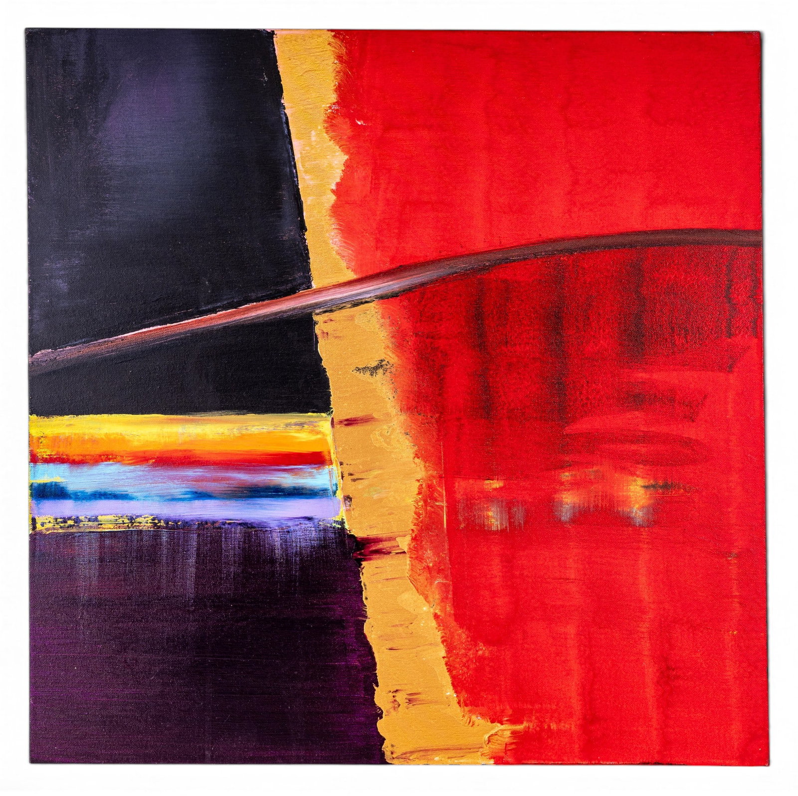 Jeff Bryner Original Abstract Painting: Original abstract painting titled "Misguided Fortune" by contemporary American (Illinois / California) artist Jeff Bryner, signed, titled, and dated 2018 to reverse. Measures approx. 24" x 24" Square.