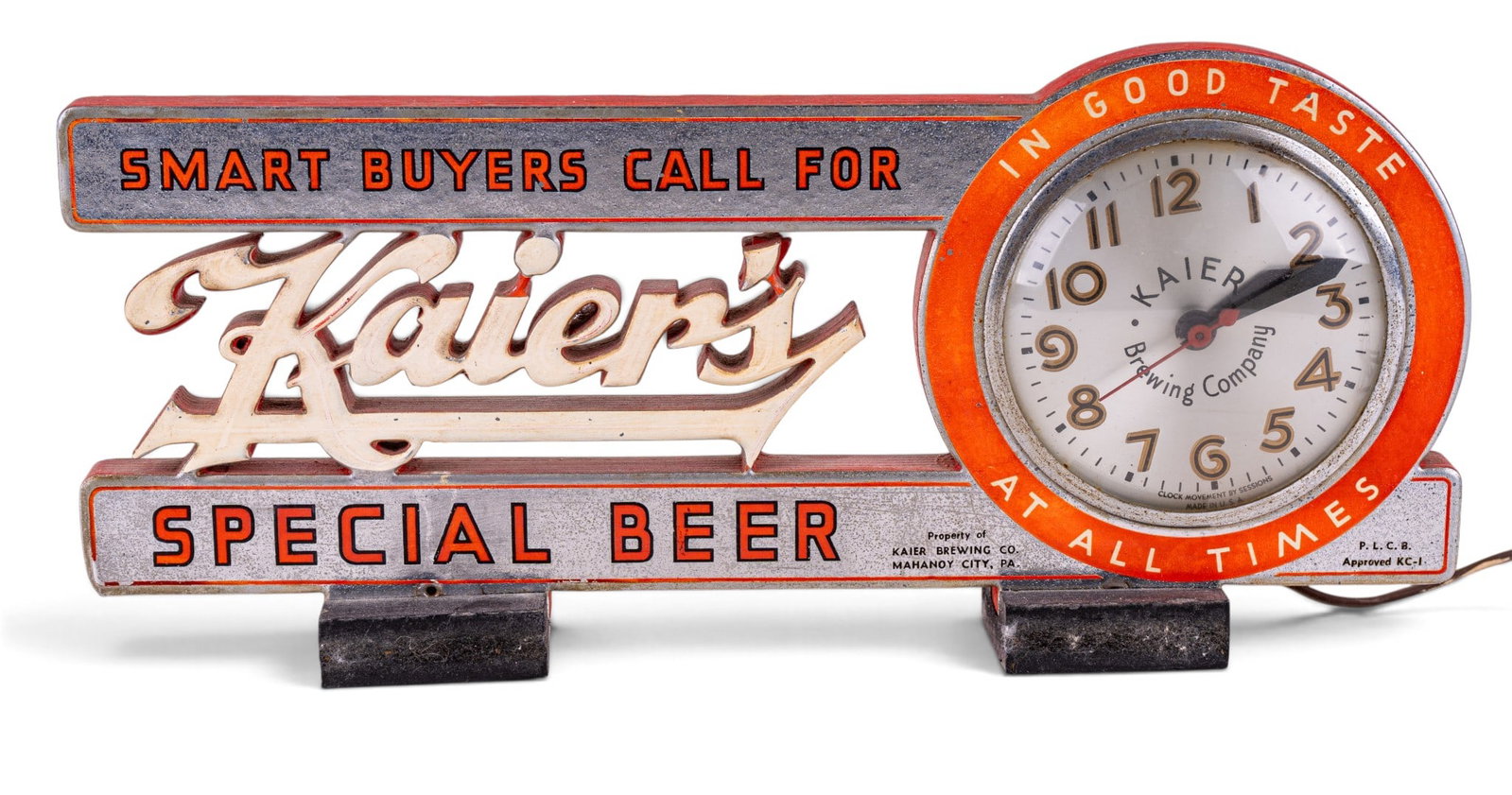 Kaier's Beer, Mahanoy City Advertising Clock (1 of 9)