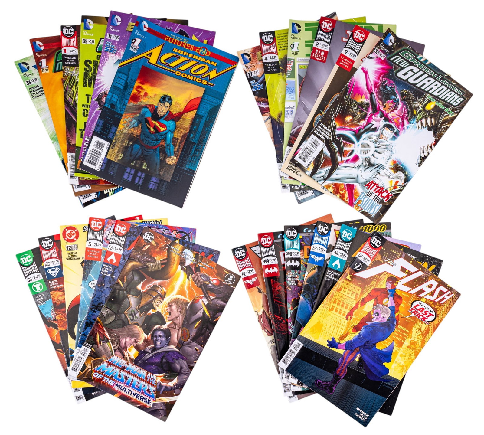 DC Comic Book Grouping: Collection of approx. 24 DC comic books including Batman, Detective Comics, Justice League, Teen Titans, Titans, Green Lantern, Batman Beyond, The Flash, Wonder Woman, and other related DC titles.