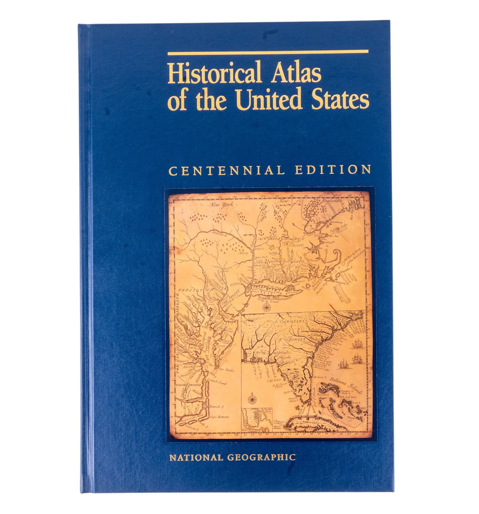 National Geographic Historical Atlas Books: National Geographic book titled "Historical Atlas of the United States Centennial Edition" (1888-1988) with Guide Maps to U.S. History (10 maps plus overlay of United States in four scales) in the cas
