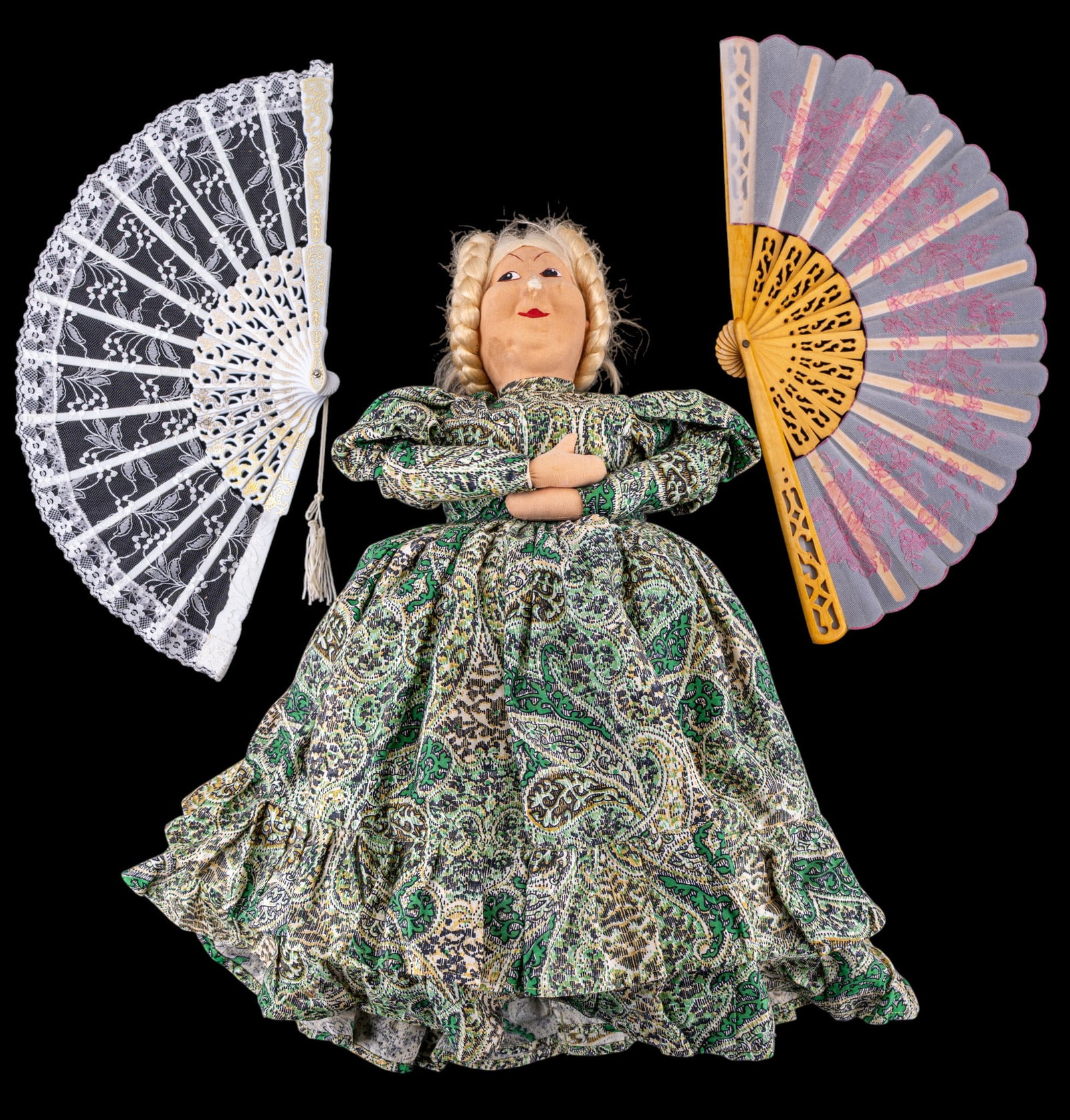 Vintage Russian Babushka Teapot Warmer Doll, Fans (1 of 13)