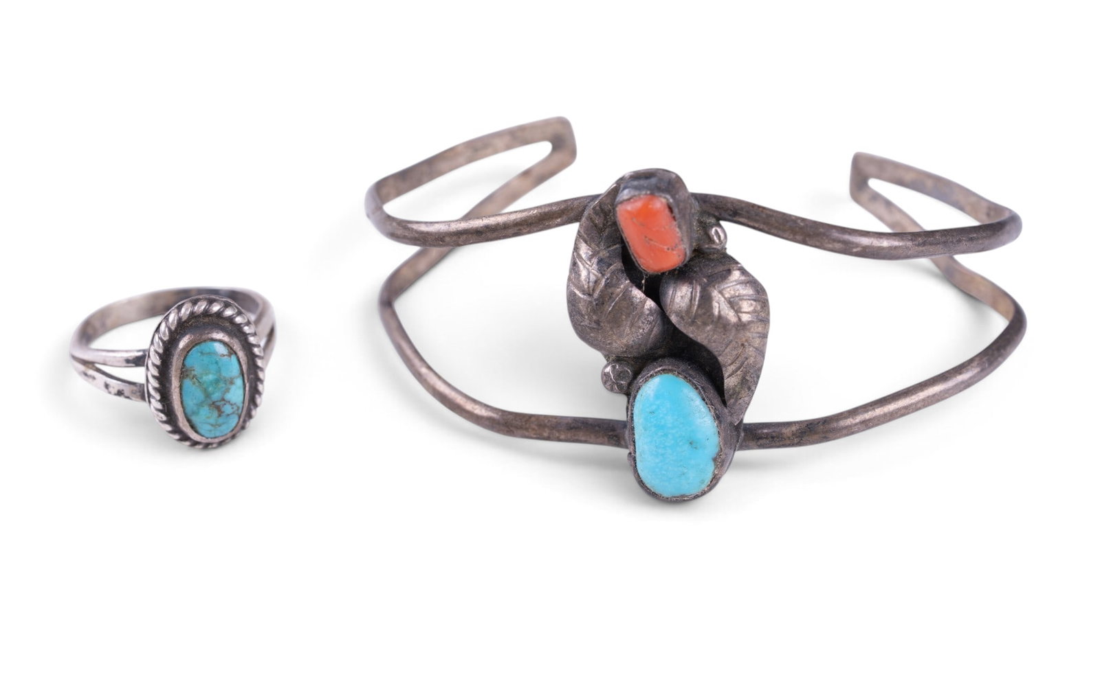 Turquoise, Silver Bracelet and Ring (1 of 6)