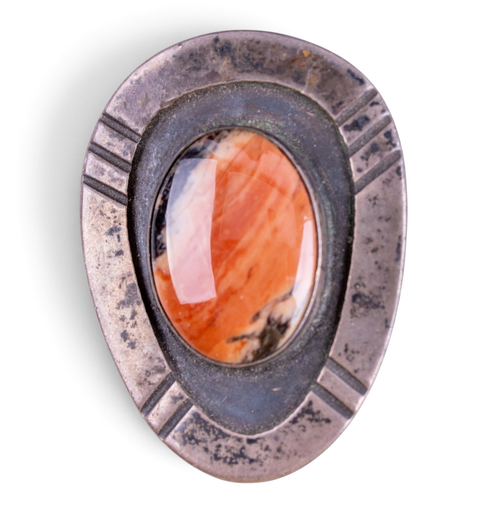 Native American Style Bolo: Sterling, hallmarked by maker Native American bolo, set with agate.