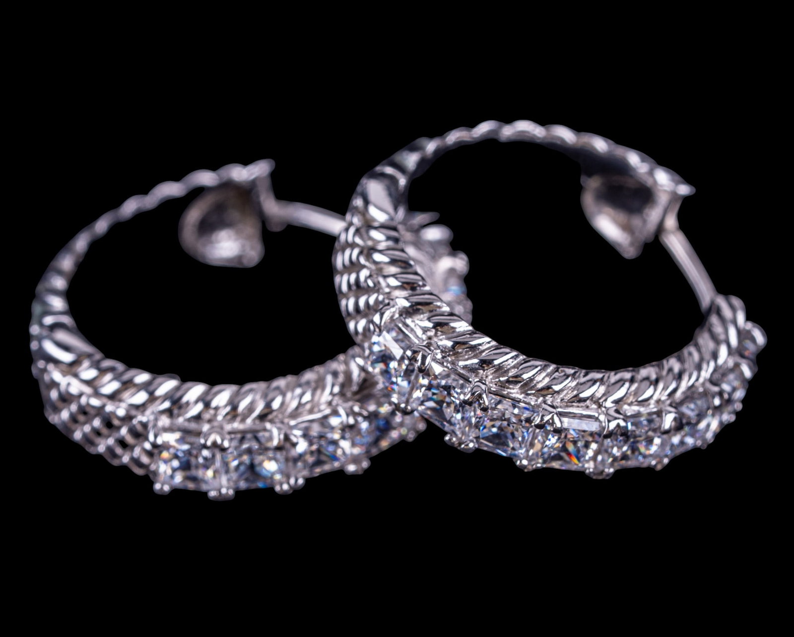 Judith Ripka Sterling Earrings: Judith Ripka c.z. hoop earrings.