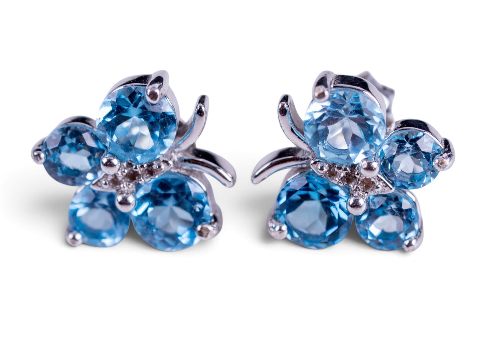 Topaz Butterfly Earrings: Sterling silver topaz butterfly pierced earrings.