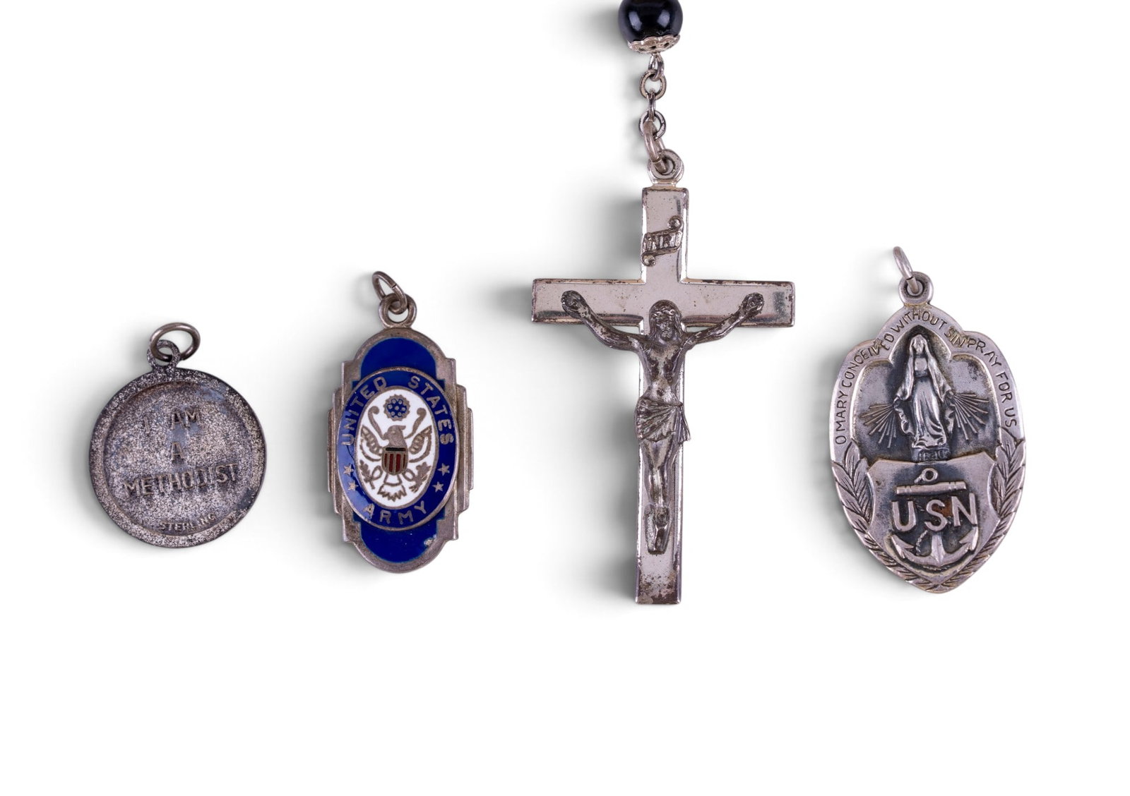 Sterling Religious and Military Medallions, Rosary (1 of 11)