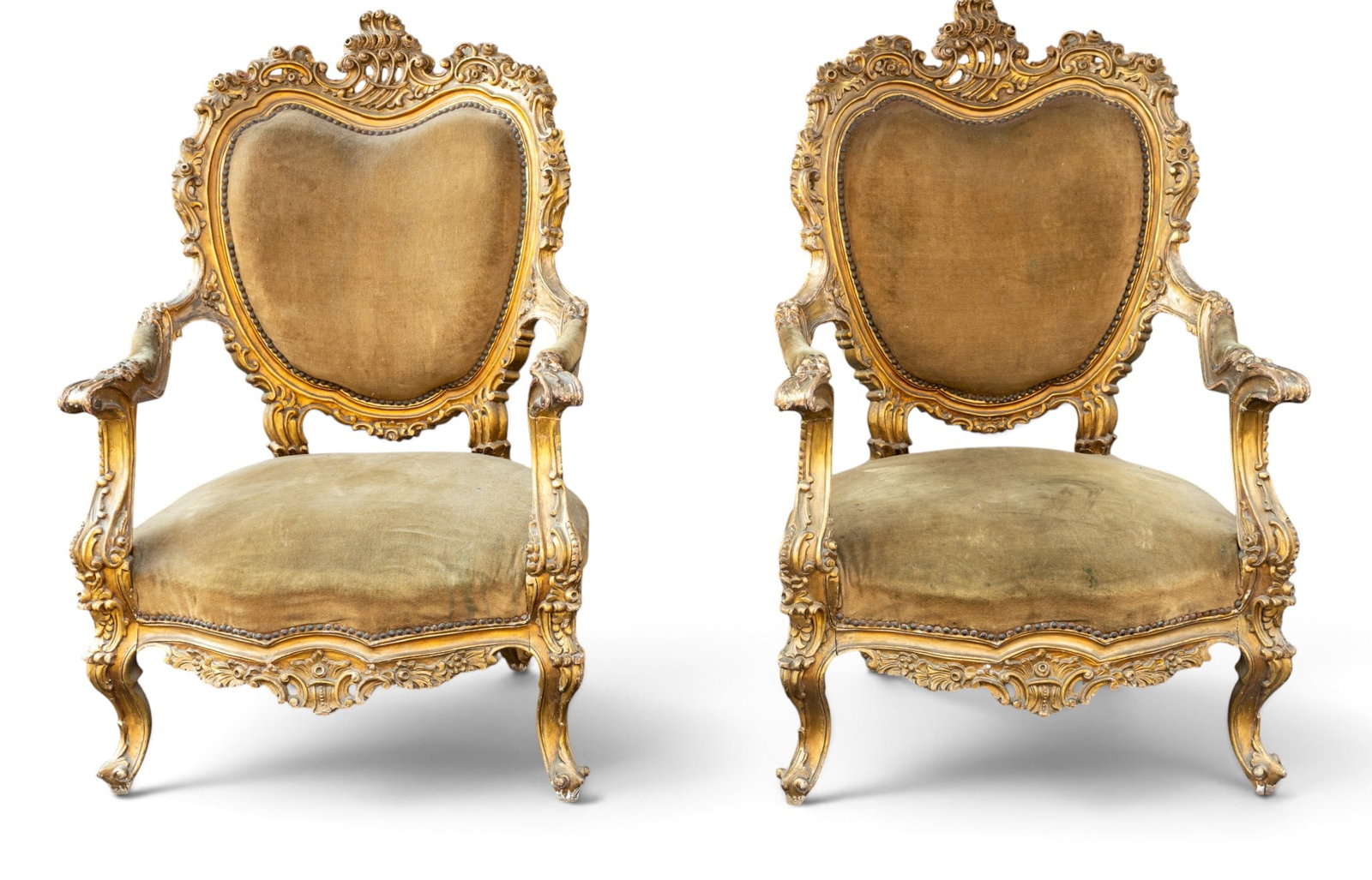 Pair of Antique French Gilt Wood Armchairs (1 of 9)