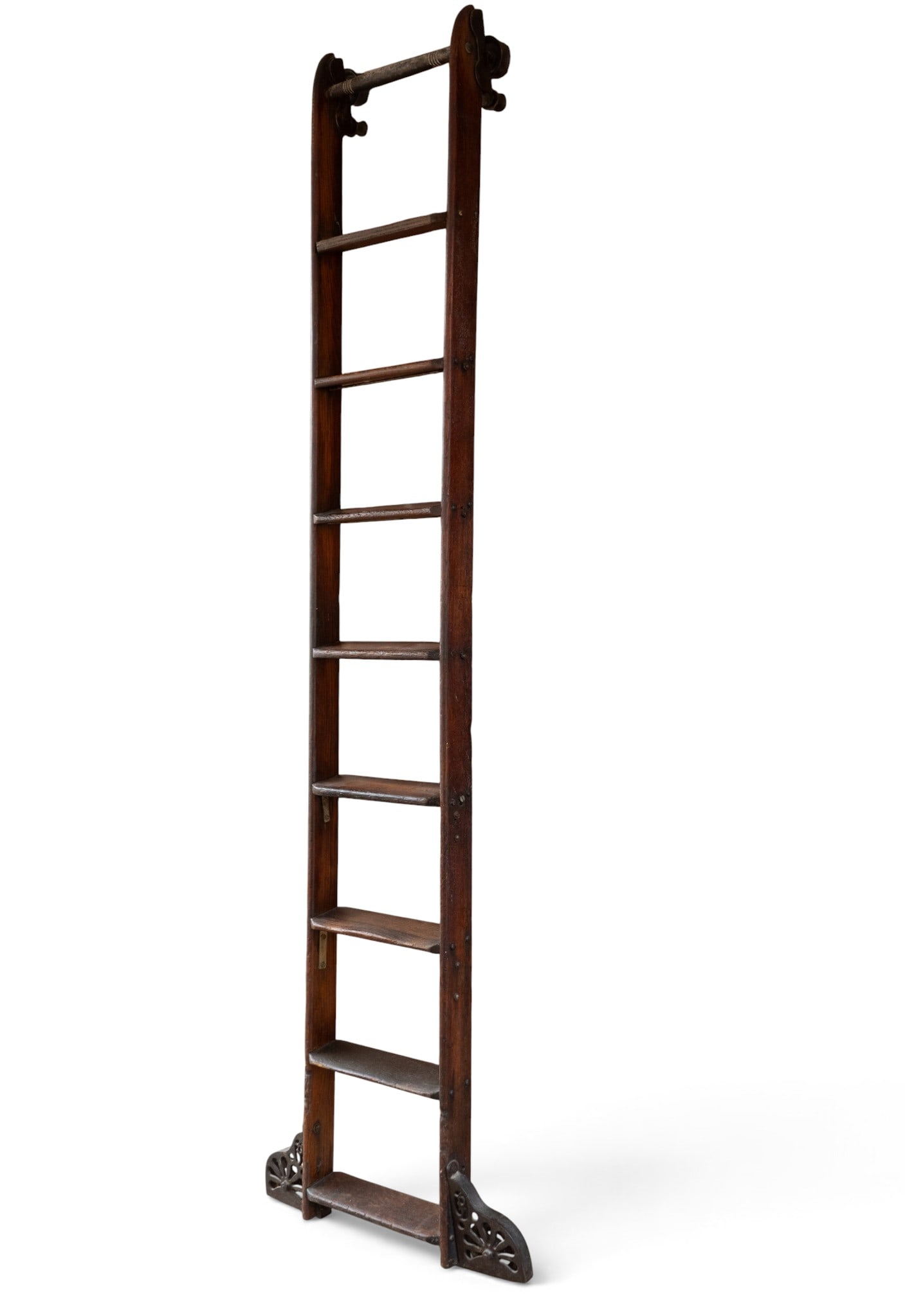 Antique Wooden Rolling Library / Store Ladder (1 of 9)