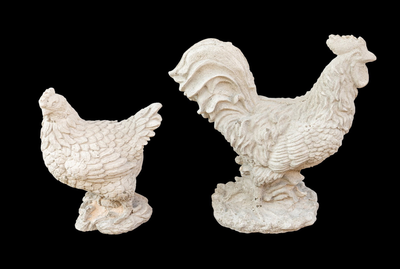 Concrete Rooster and Hen Sculpture Pair (1 of 4)