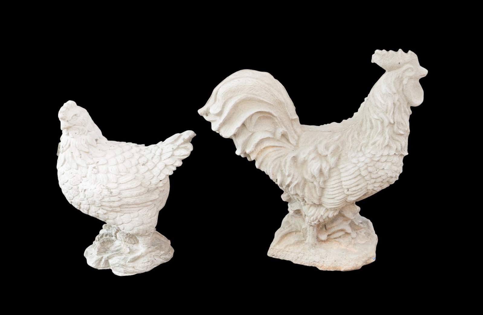 Concrete Rooster and Hen Sculpture Pair (1 of 4)