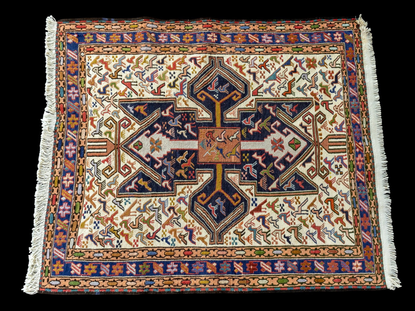 Unusual Figural Sumak Area Rug / Mat (1 of 4)