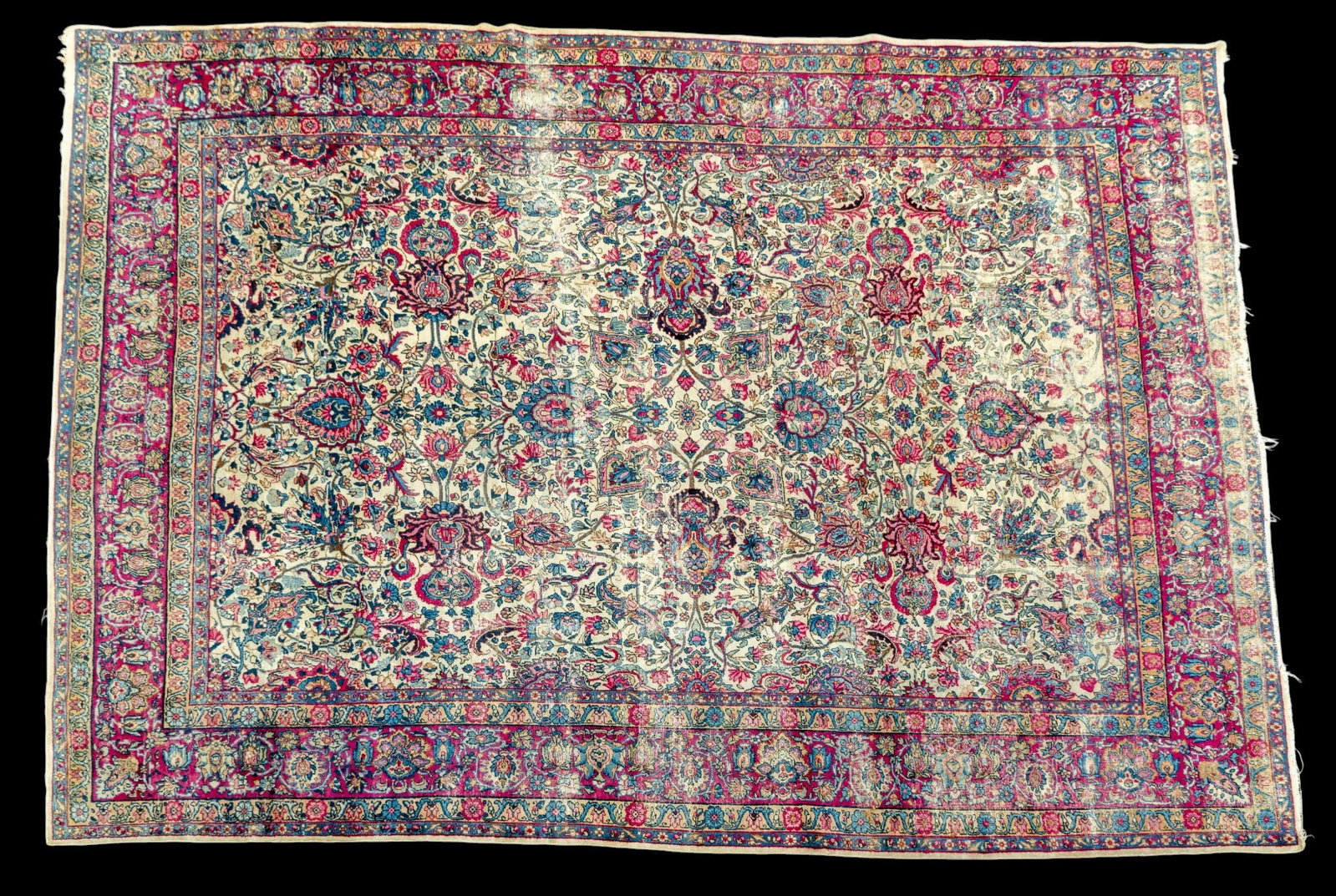 Hand-Knotted Persian Kirman Floral Rug (1 of 12)