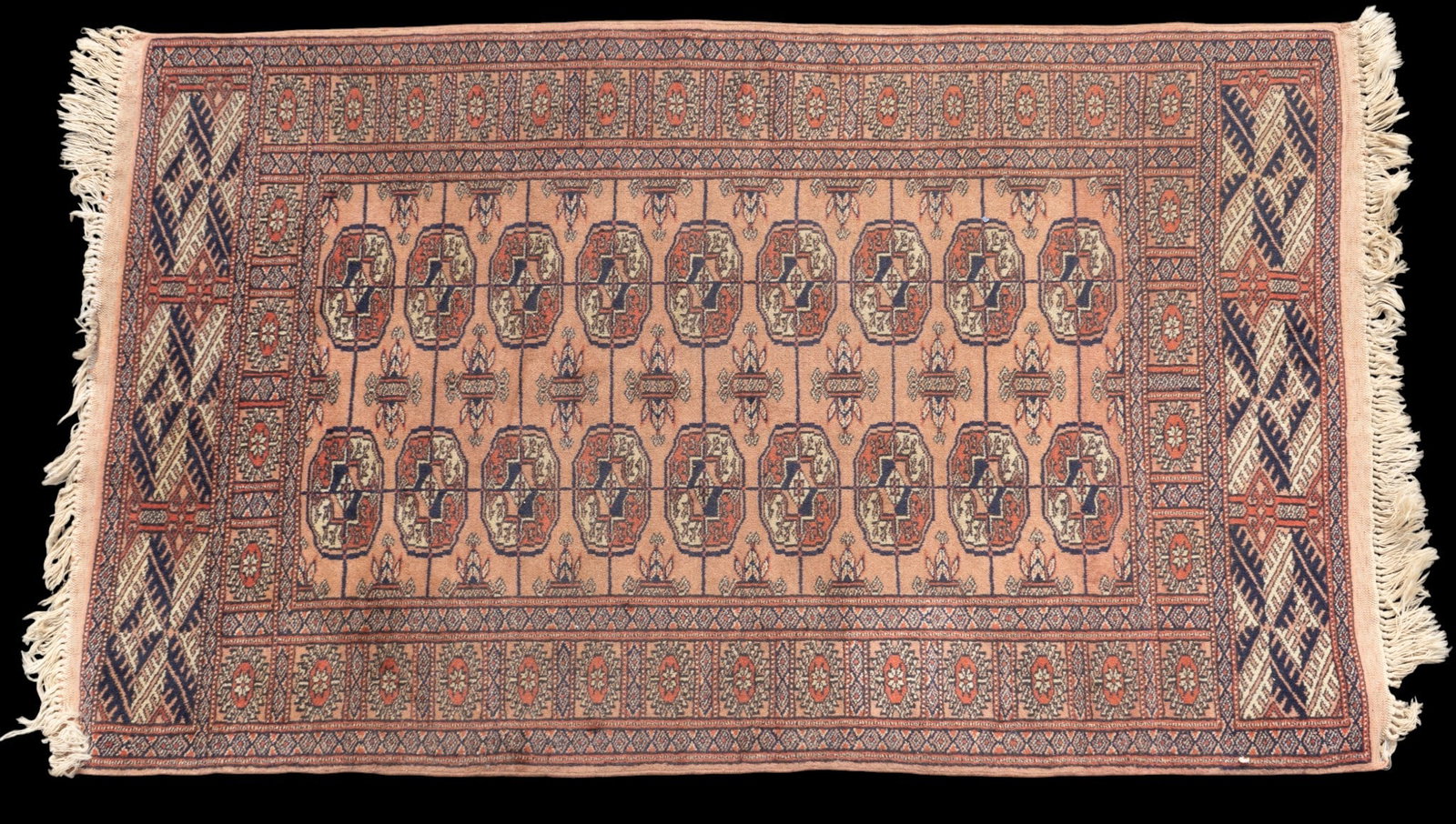 Vintage Hand-Knotted Bohkara-Style Rug: Vintage hand-knotted area rug in the Bohkara-style. Measures approx. 2'6" x 4'1". Mauve / pink colors.