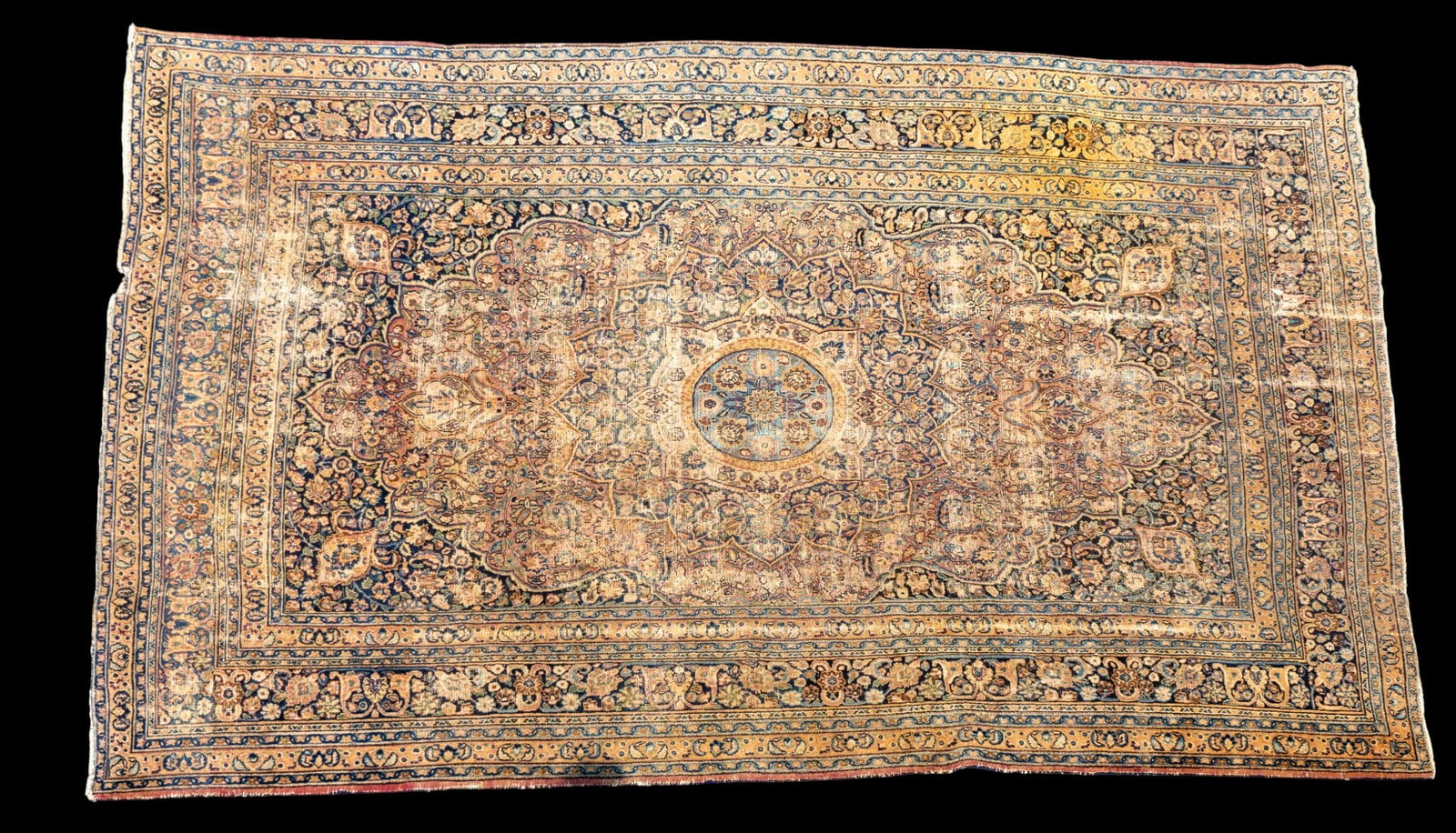 Antique Persian Rug ~8.5' x 12.5': Room-sized Antique Persian/Turkish area rug. Heavily distressed as seen in photos. Measures approx. 8'5" x 12'6".