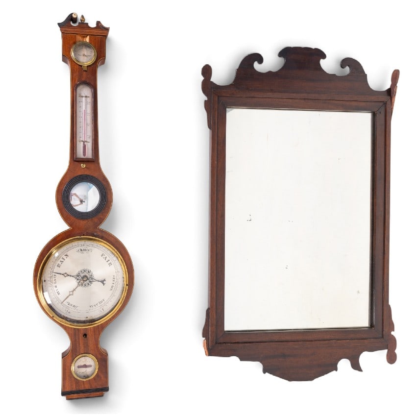 Mahogany Wall Mirror & English Banjo Barometer (1 of 15)
