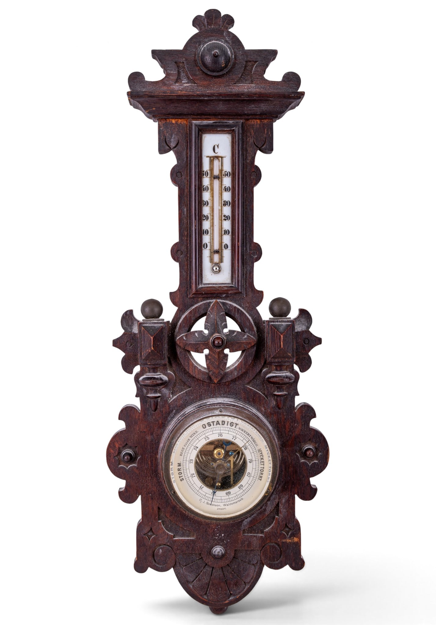 Seronson Elaborately Carved Wall Barometer (1 of 8)