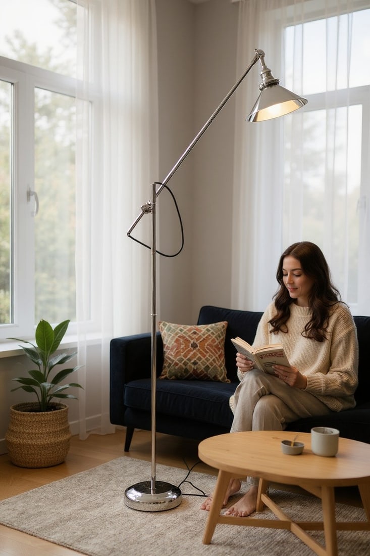 Contemporary Chrome Adjustable Floor Lamp (1 of 9)