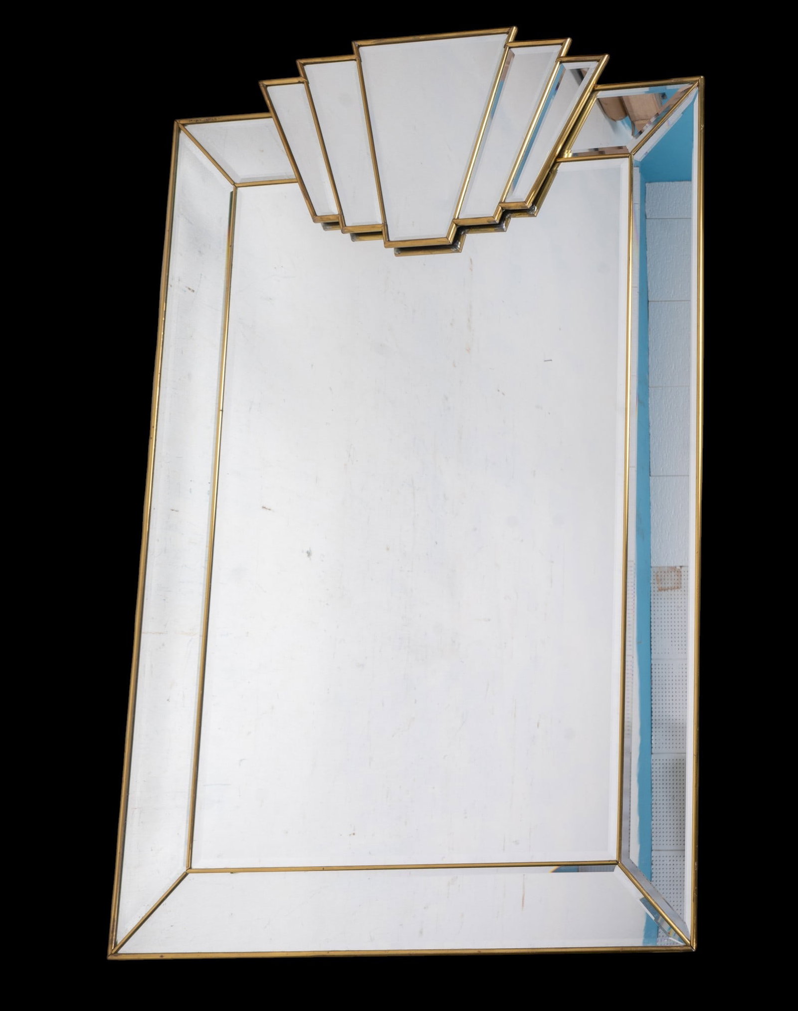 Vintage Brass Art Deco Revival Wall Mirror (1 of 3)