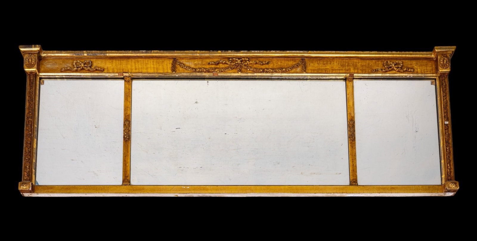 Gold Giltwood & Gesso 3-Panel Over-Mantle Mirror (1 of 8)
