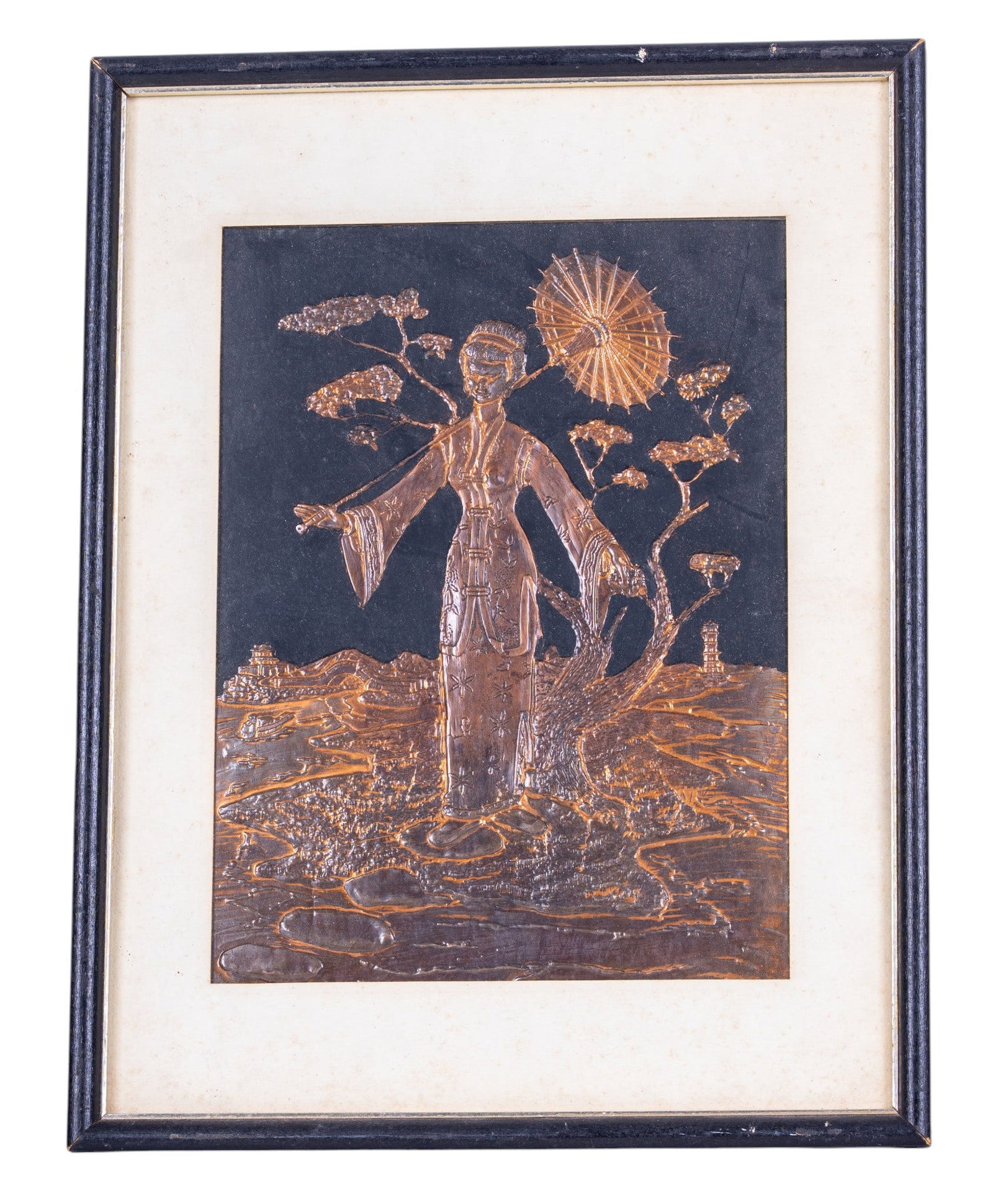 Mid Century Hammered Copper Chinese Relief (1 of 4)