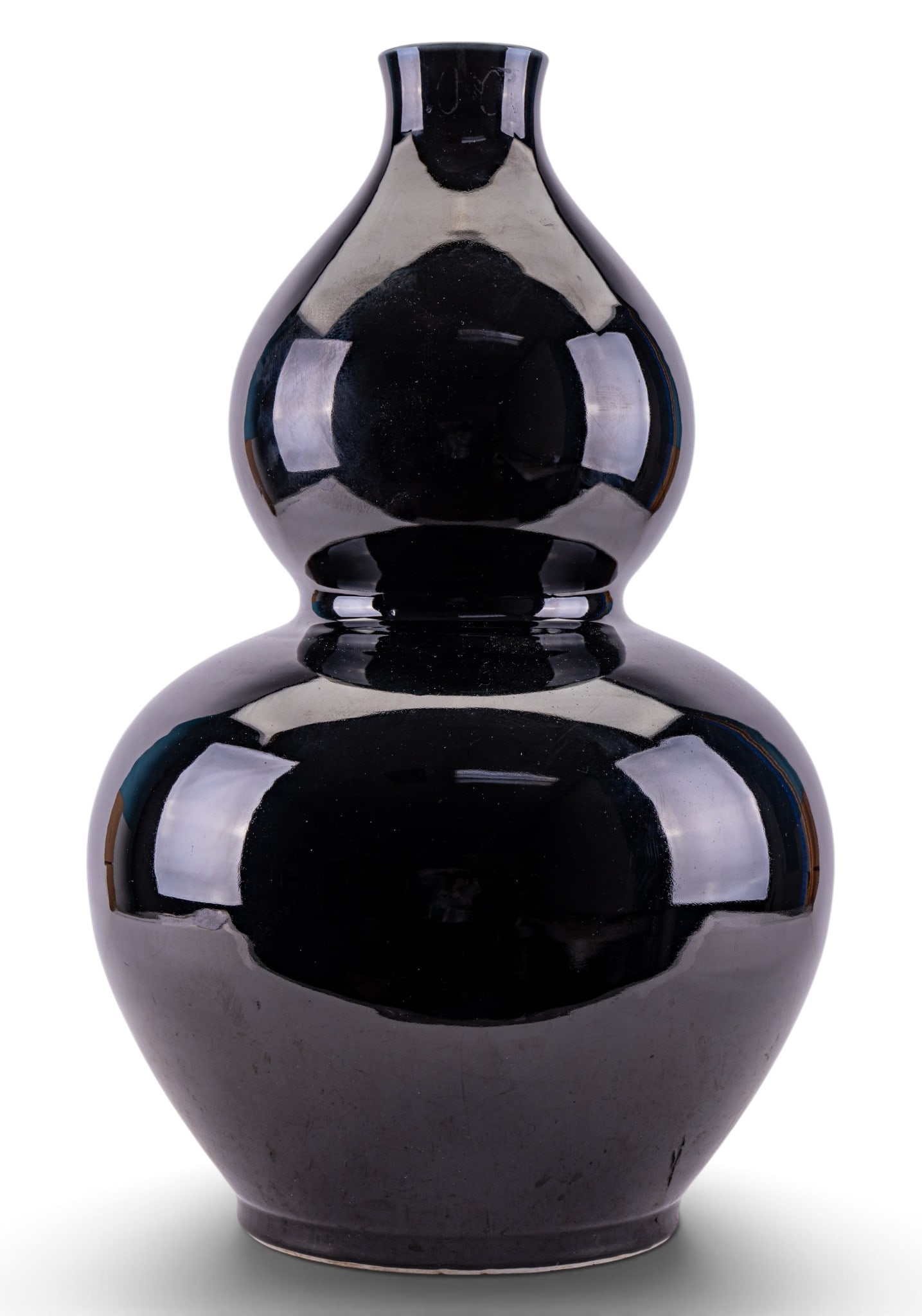 Black Glazed Chinese Double Gourd Floor Vase (1 of 4)