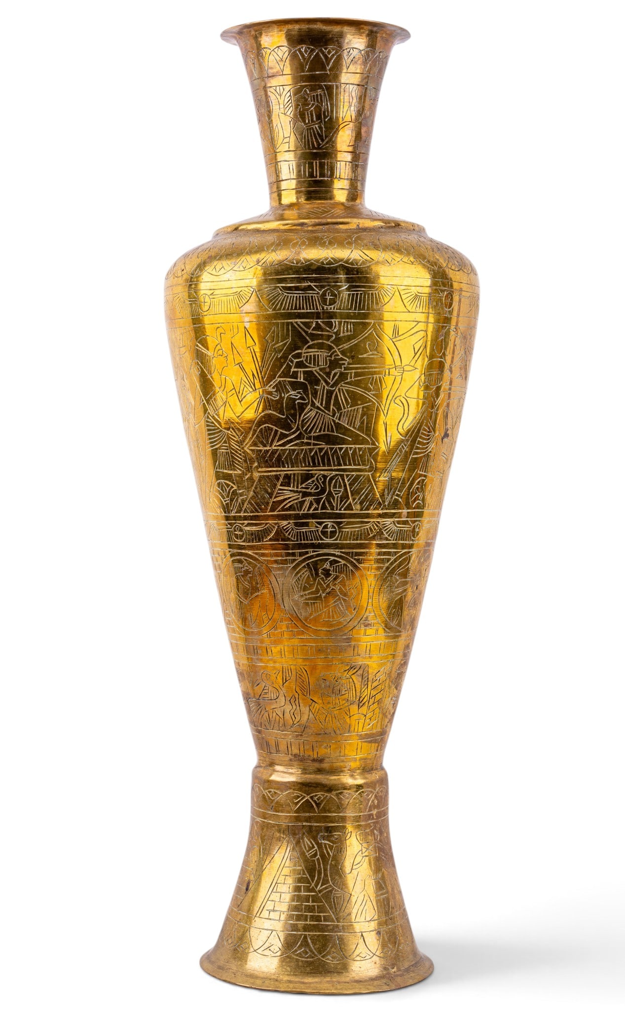 Brass Egyptian Revival Engraved Brass Vase (1 of 13)