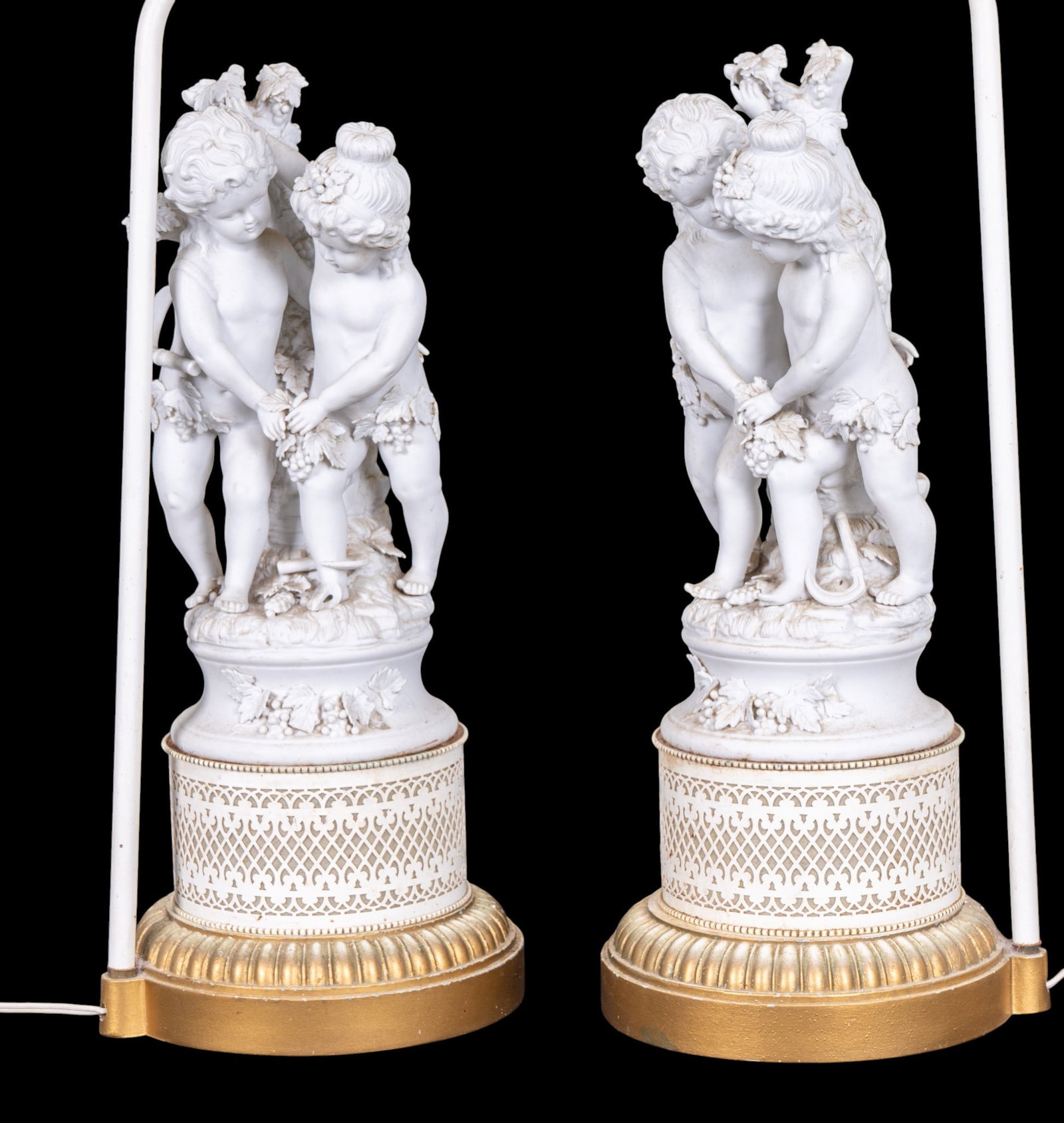 Pair of Figural Porcelain Bisque Table Lamps (1 of 9)