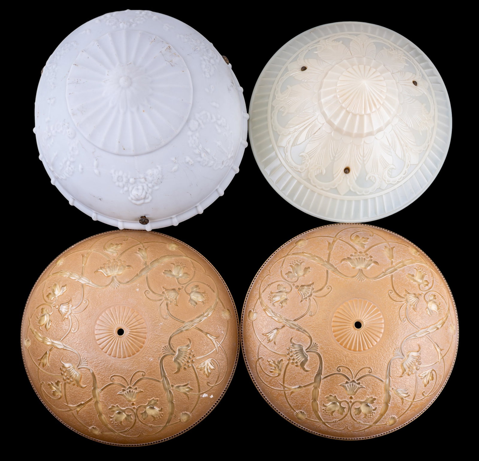 Four Early Art Deco Glass Shades (1 of 6)