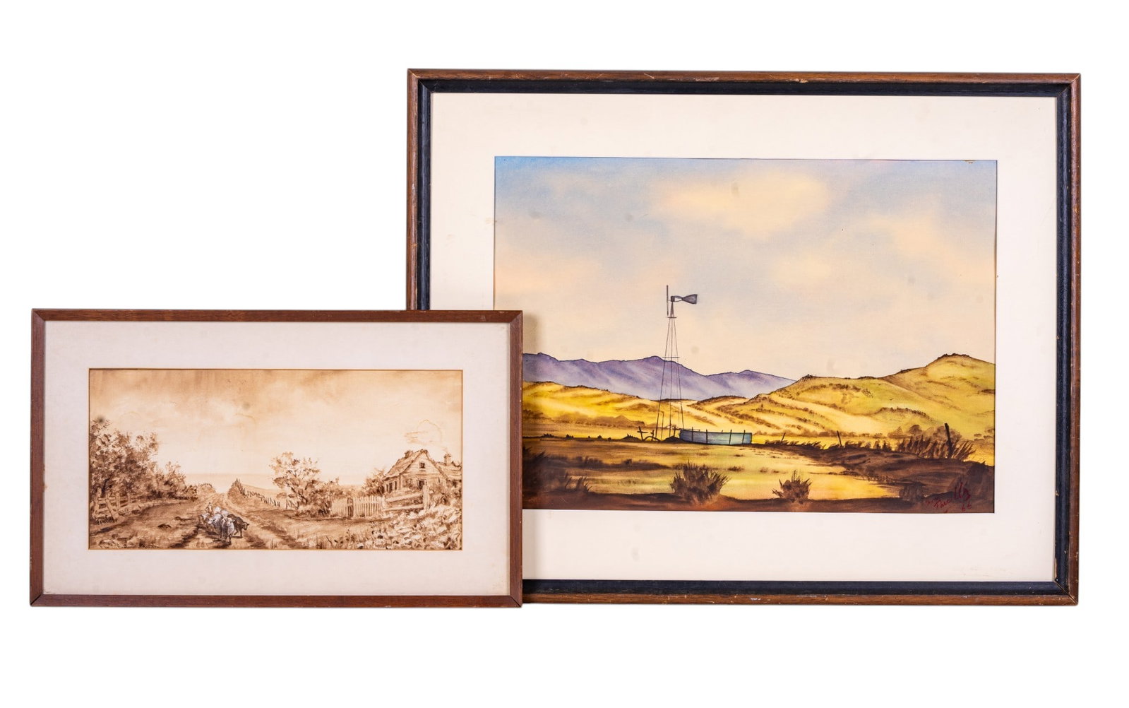 Early Inkwash and Mid Century Watercolor Paintings (1 of 9)