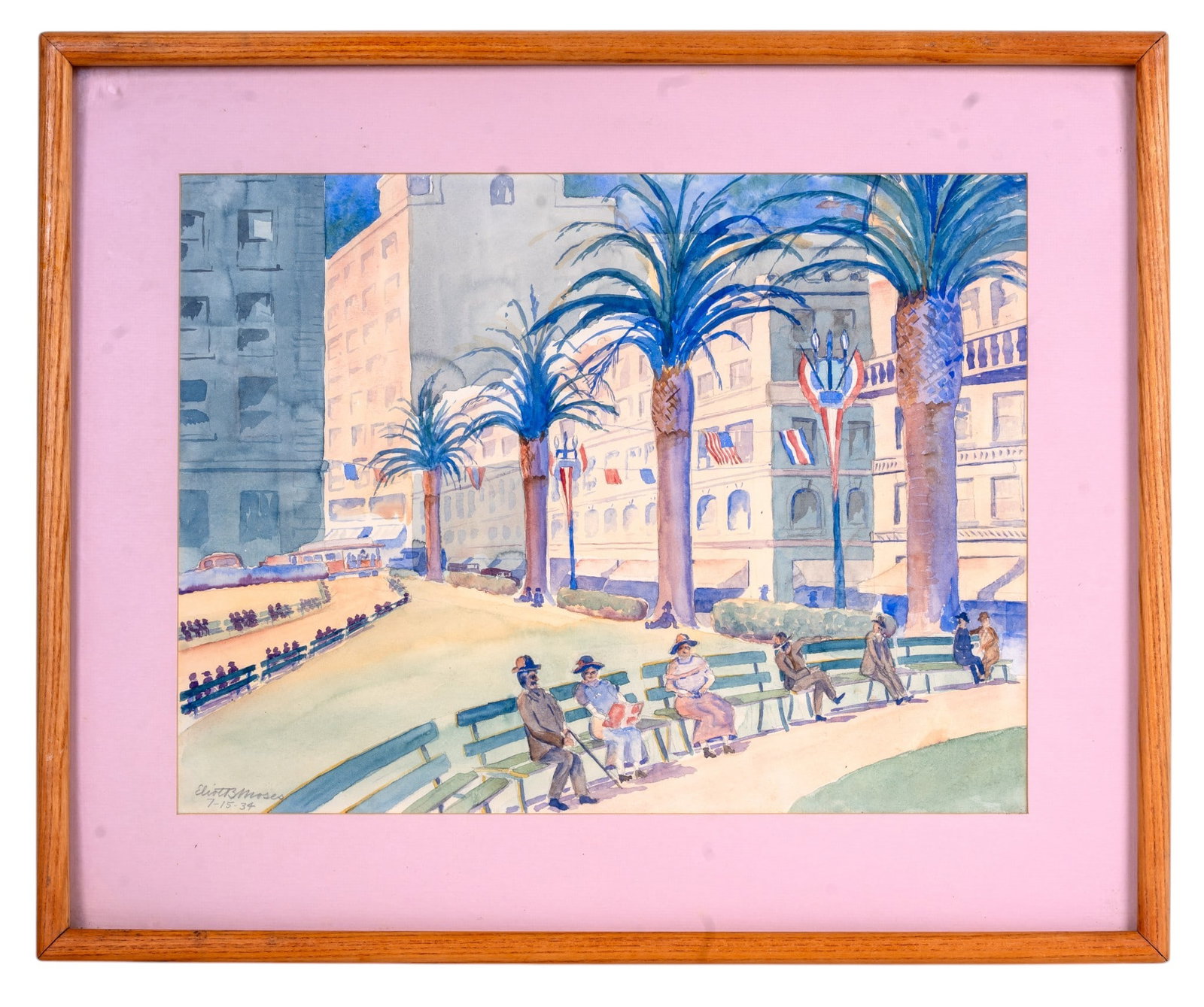 Watercolor Cityscape by Eliot B. Moses (Am 20th C) (1 of 6)