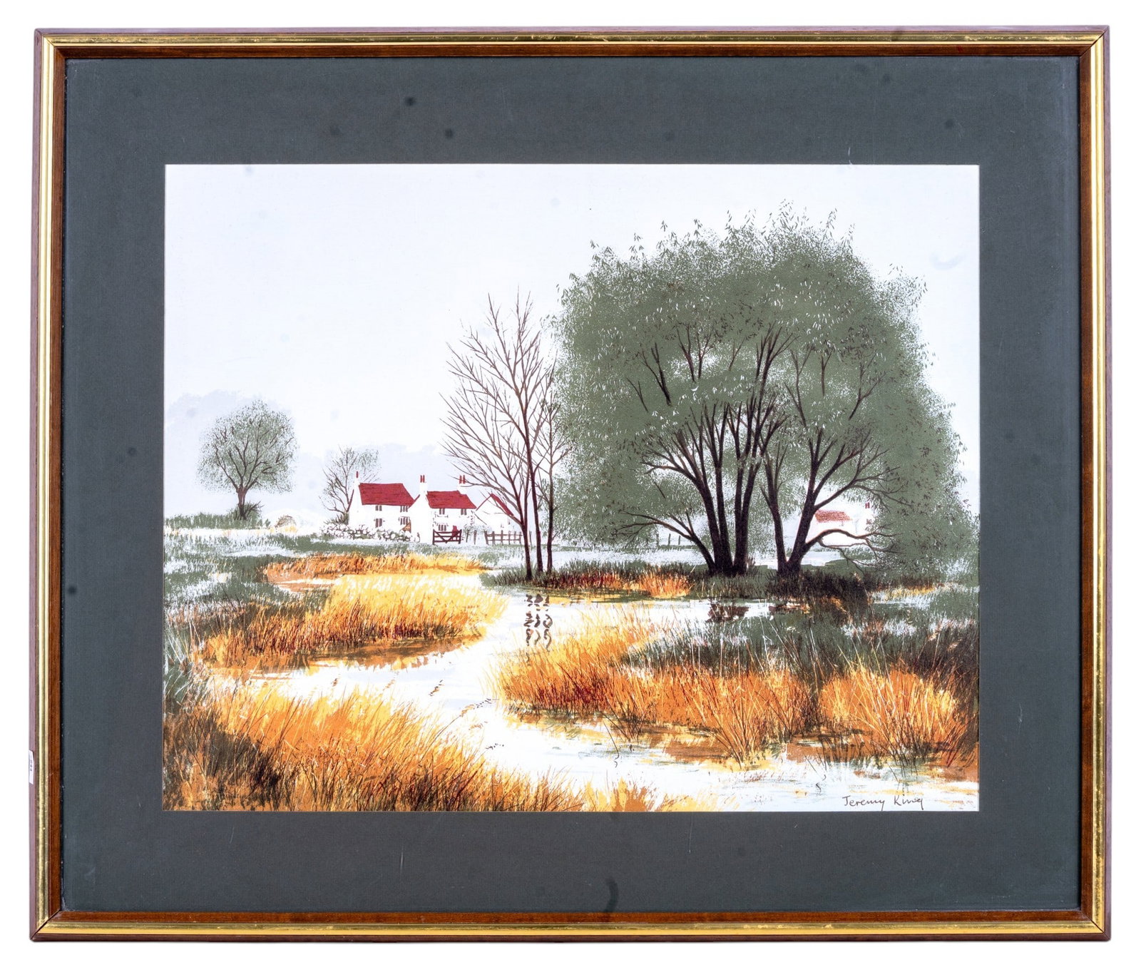 Authentic Litho 'A Cheshire Stream' - Jeremy King: An authentic color lithographic print after 'A Cheshire Stream' by Jeremy King (English 1933-), measures approx. 20.5" H x 24" W.