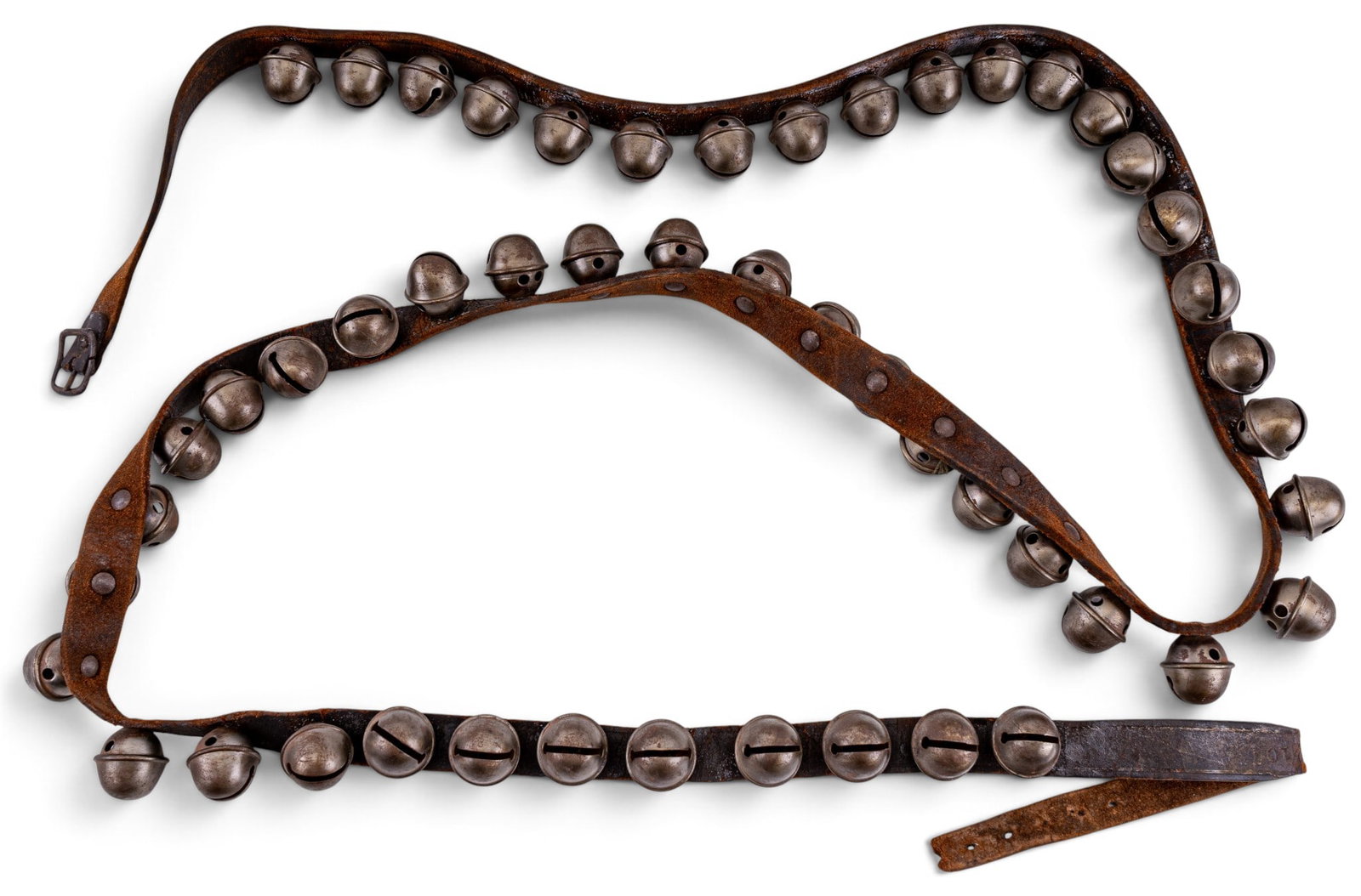 Antique Brass Sleigh Bells on Leather Strap (1 of 7)