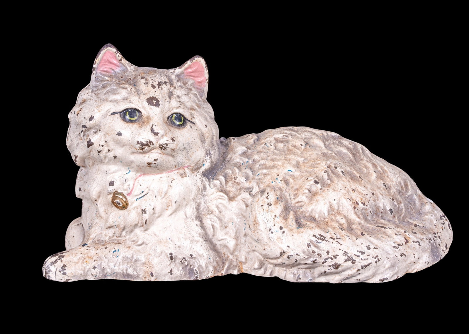 Vintage Painted Cast Iron Reclining Cat Doorstop (1 of 6)