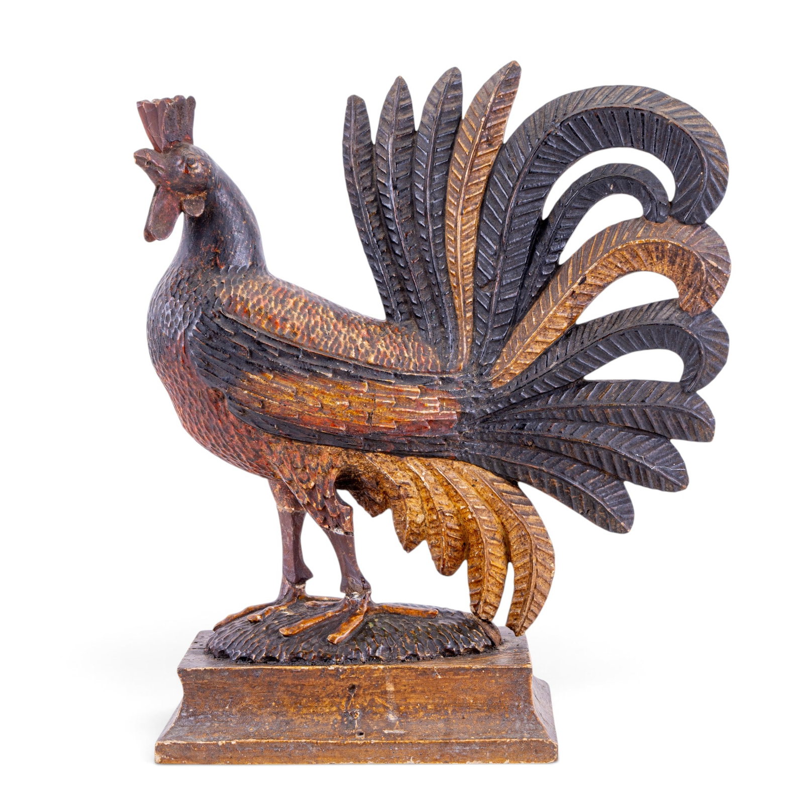 Antique Carved Polychrome Wood Rooster Figure (1 of 7)