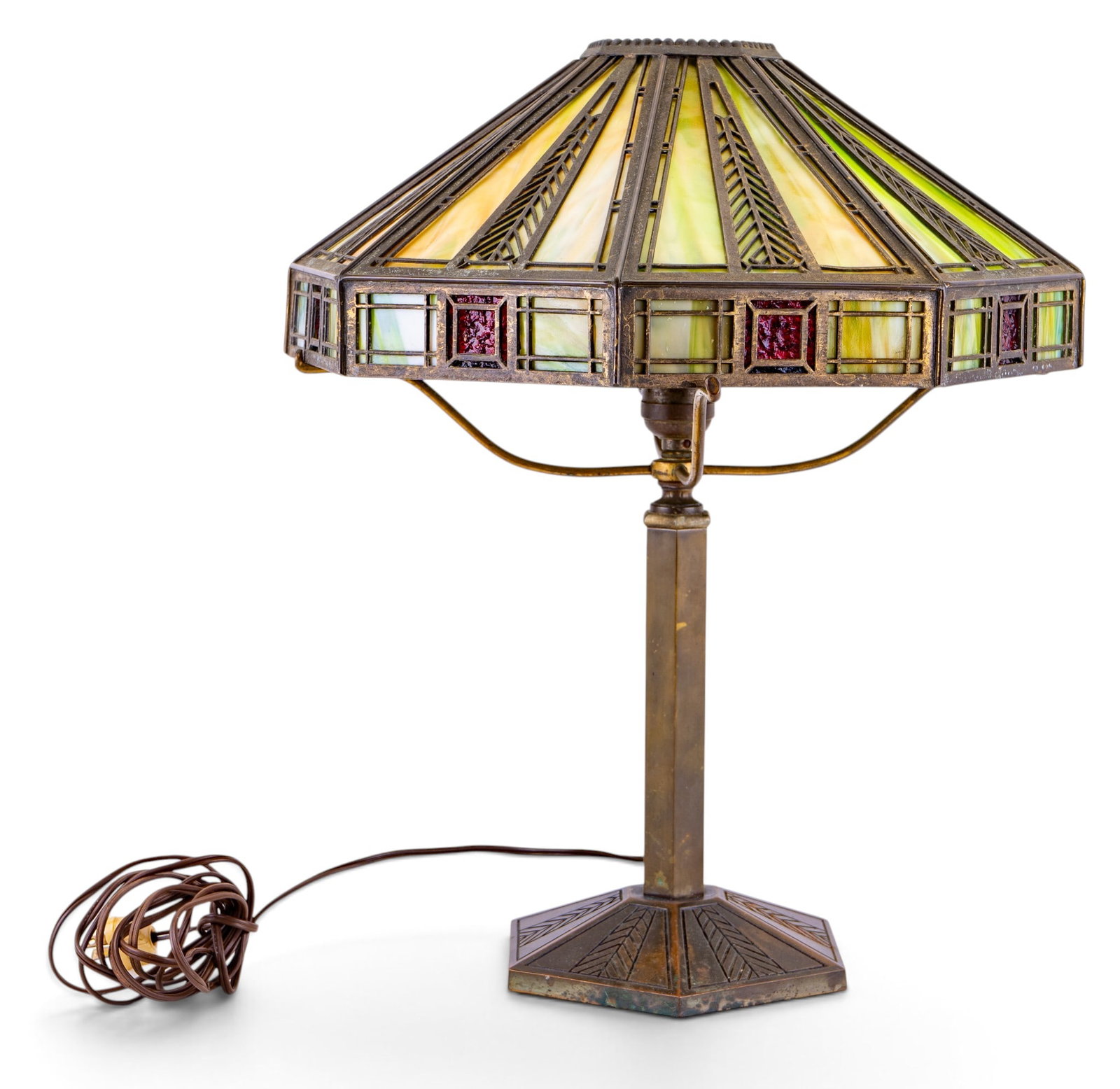 Bradley & Hubbard Art Deco Slag Glass Lamp (1 of 10)