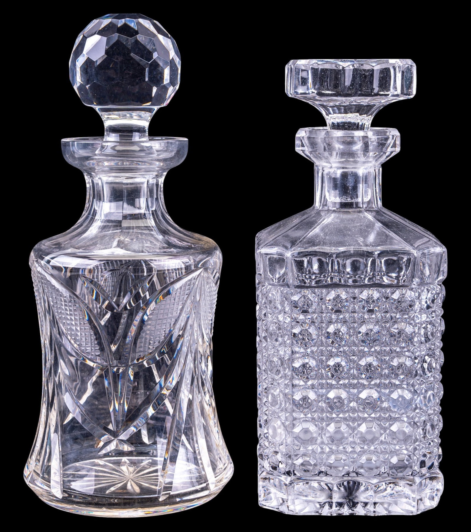 Two Vintage Glass & Cut Crystal Decanters (1 of 9)